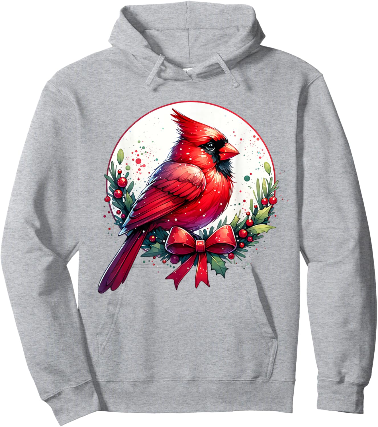 Festive Cute Red Cardinal Bird Christmas Winter Nature Lover Hoodie - Hoodie | Ash