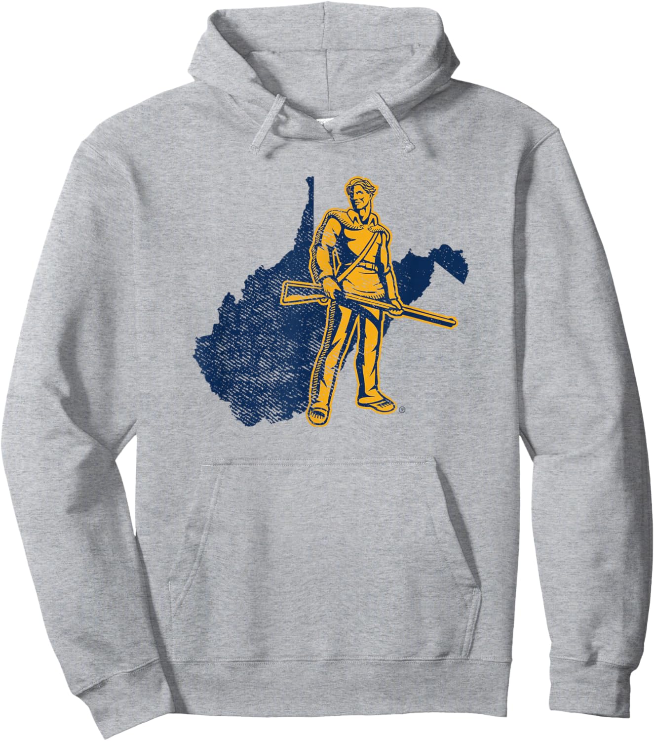 West Virginia University Mountaineers State Shape Hoodie - Hoodie | Ash