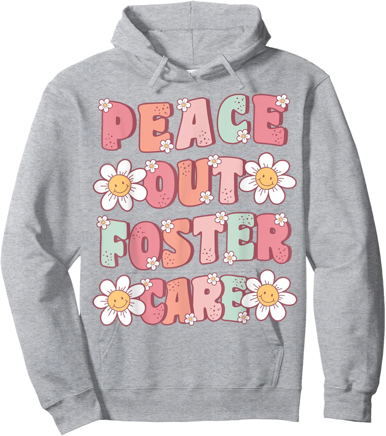 Peace Out Foster Care Adopted Kids Cute Groovy Adoption Day Hoodie - Hoodie | Ash