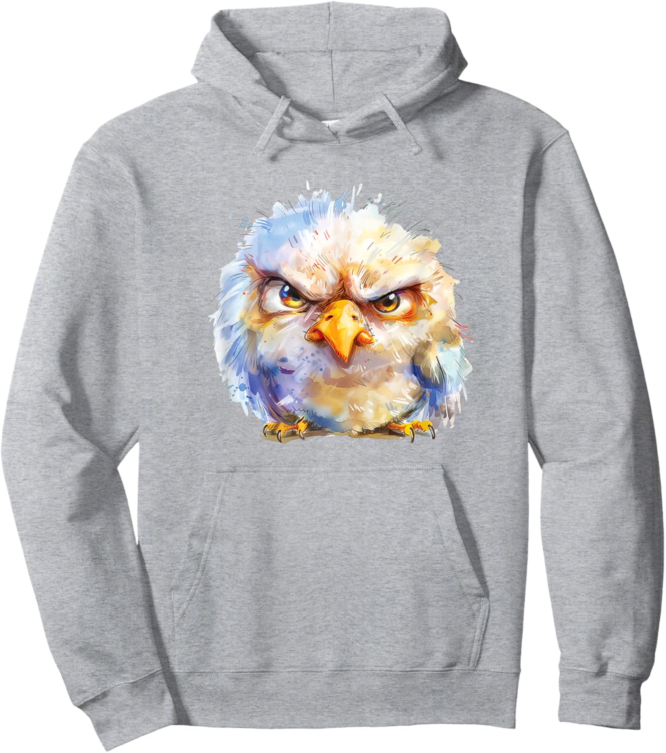 A Cute Little Bird With Angry Face In Watercolor Hoodie - Hoodie | Ash