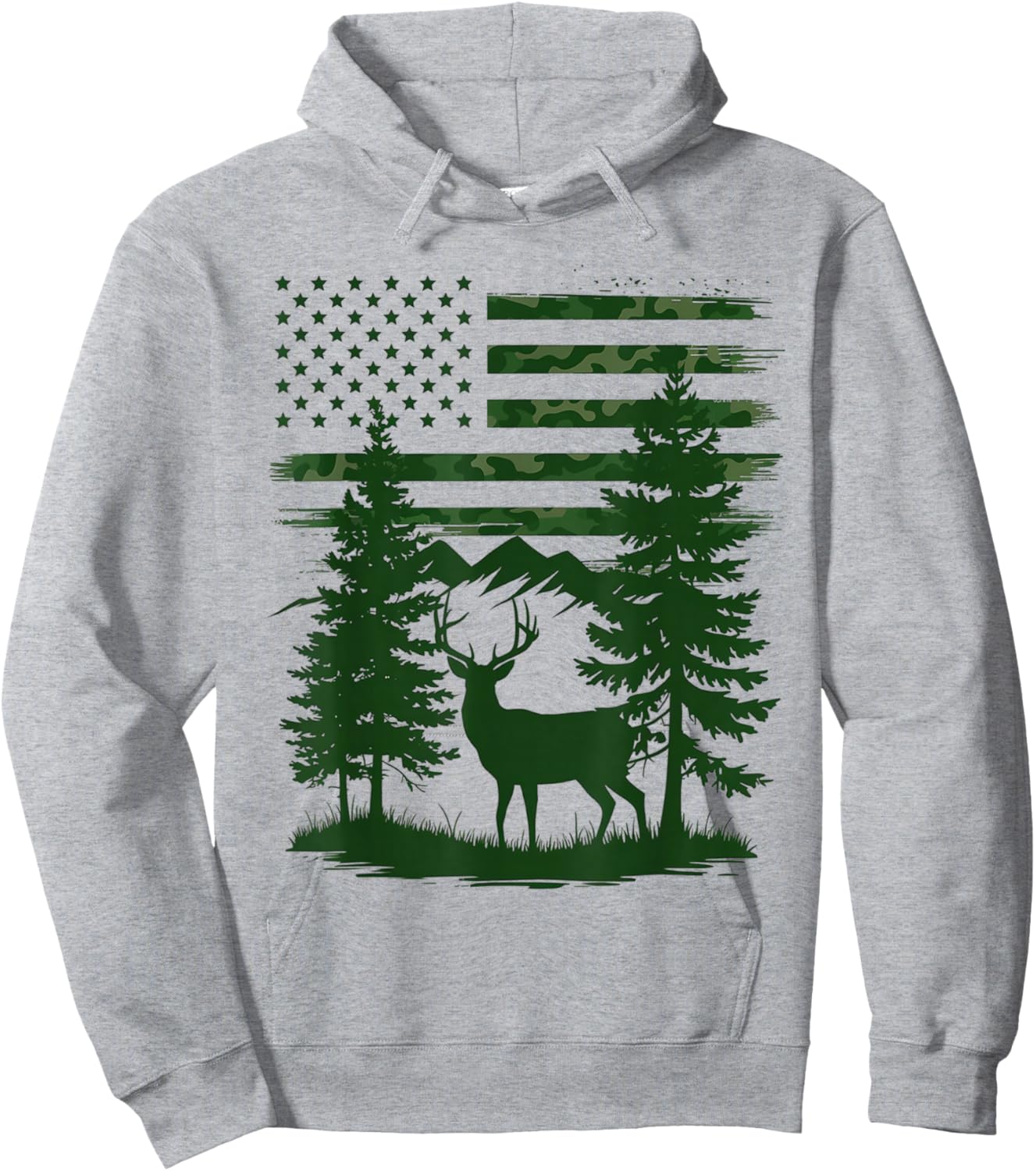 Girls Kids Boys Hunting Shirt Deer Hunters Toddler Camo Flag Hoodie - Hoodie | Ash