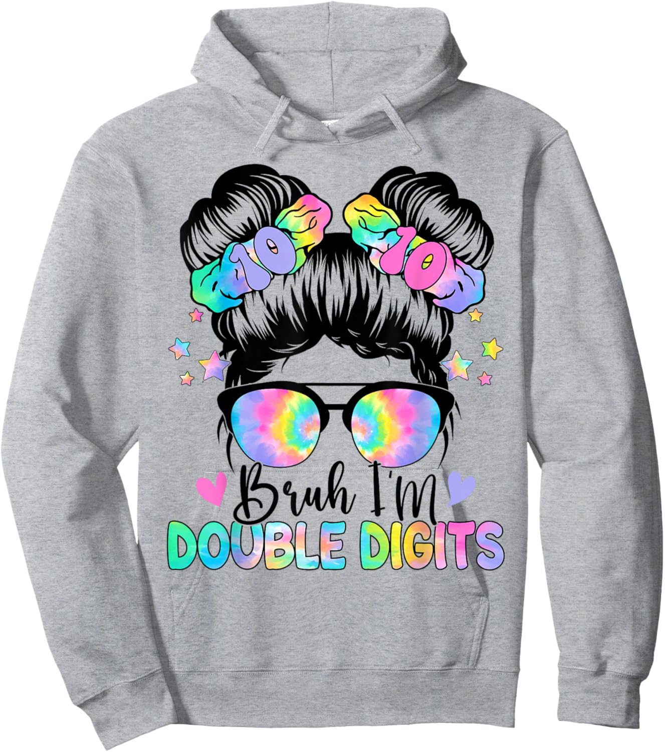 Bruh I'm Double Digits 10th Birthday 10 Year Old For Girl Hoodie - Hoodie | Ash