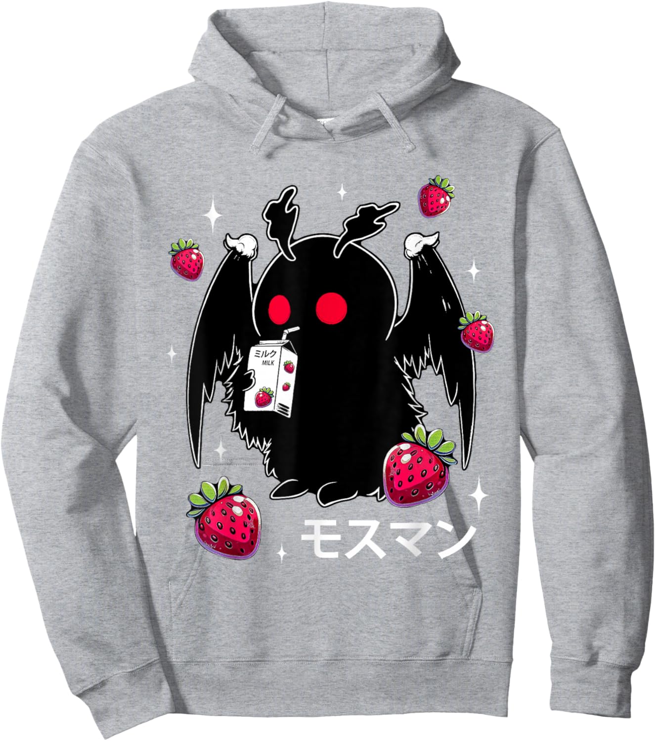 Mothman Strawberry Milk Shake Cryptid Hoodie - Hoodie | Ash