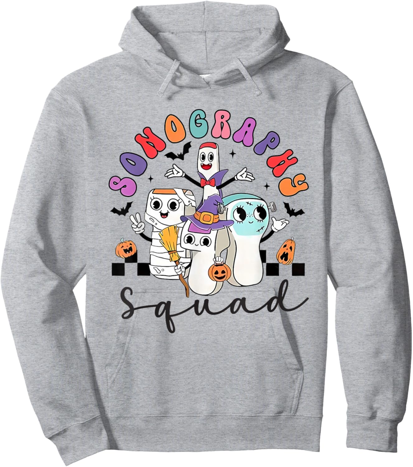 Sonography Squad Halloween Retro Ultrasound Technologist Hoodie - Hoodie | Ash
