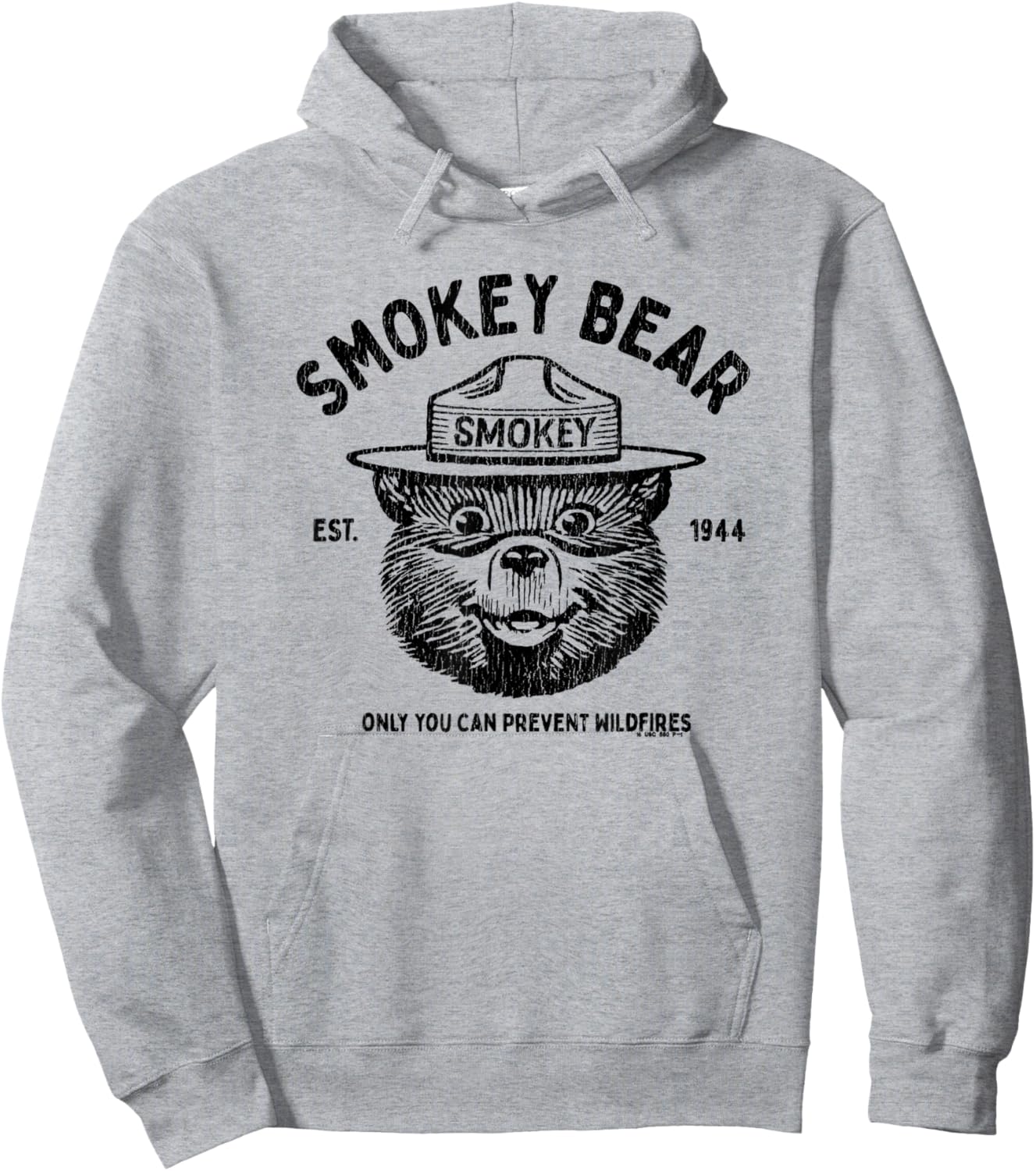 Vintage Smokey Bear Logo Only Officially Licensed Hoodie - Hoodie | Ash