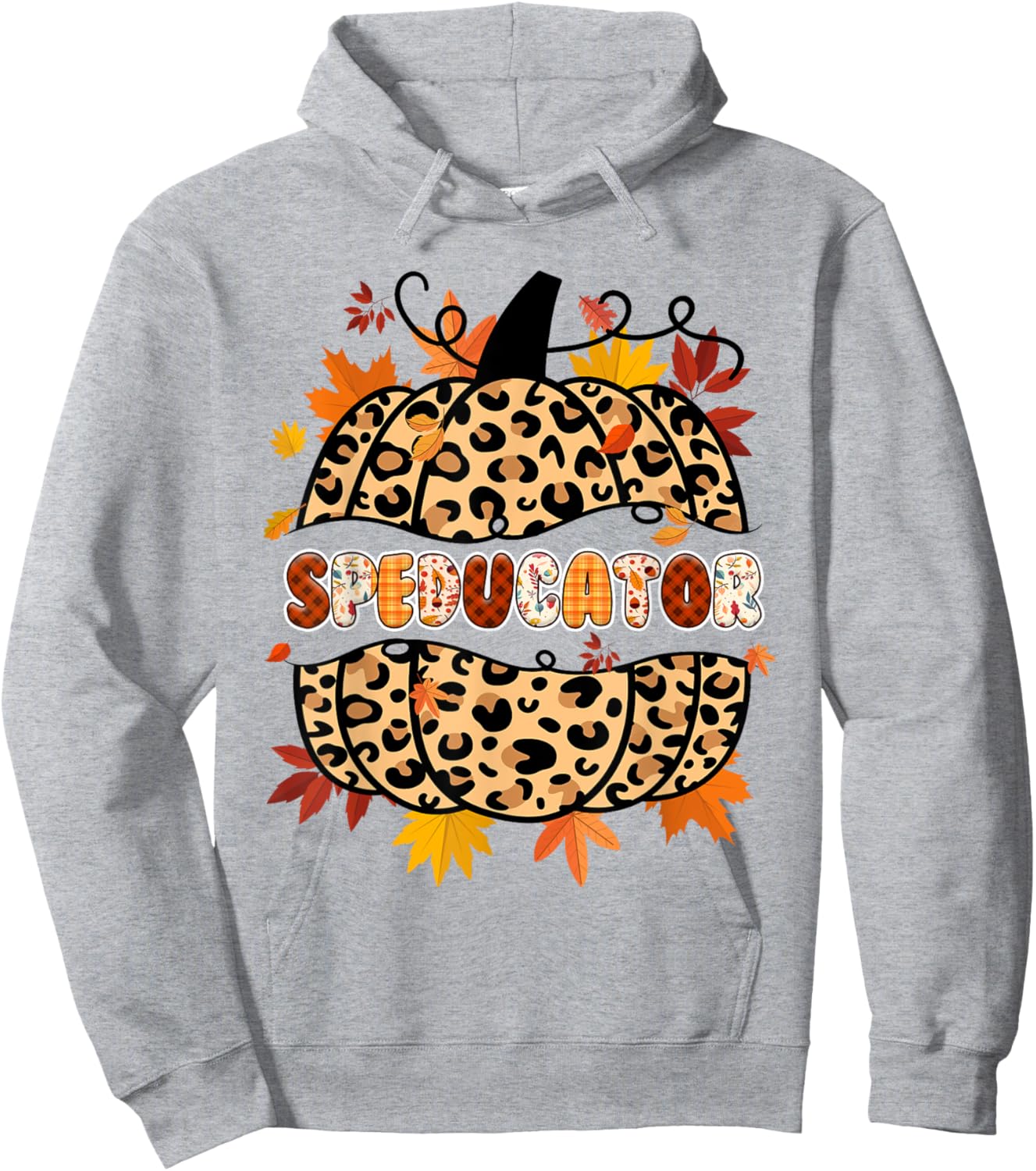 Autumn Fall SPED ED Teacher Thankful Grateful Pumpkin Retro Hoodie - Hoodie | Ash