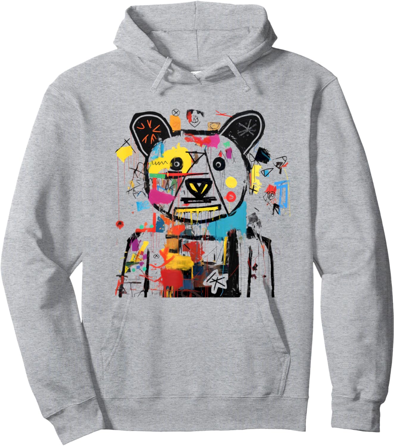 Vibrant Bear Graffiti Urban Street Style Hoodie - Hoodie | Ash