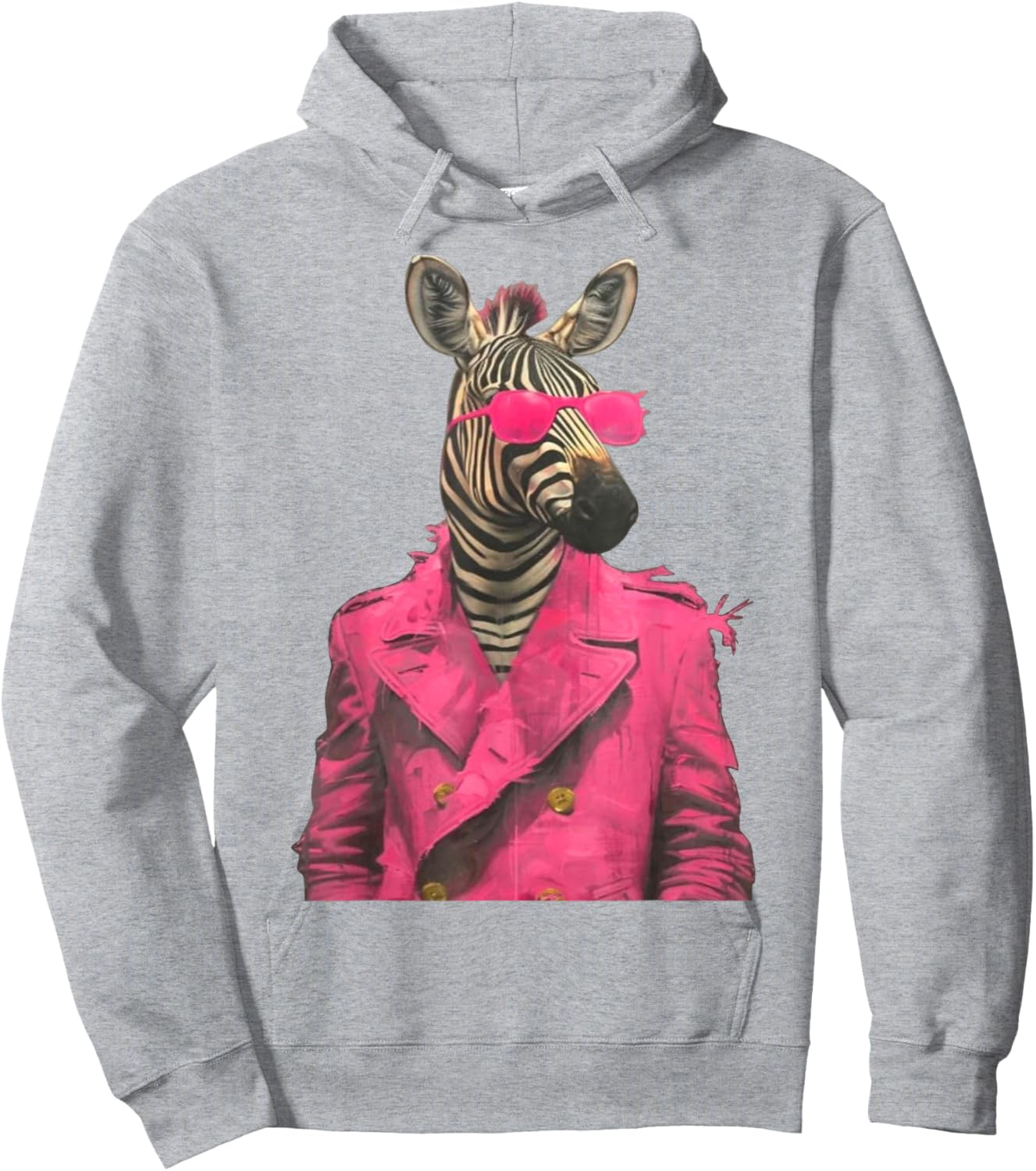 Peachbruh Fashion Zebra Wearing A Pink Suit and Pink Hoodie - Hoodie | Ash