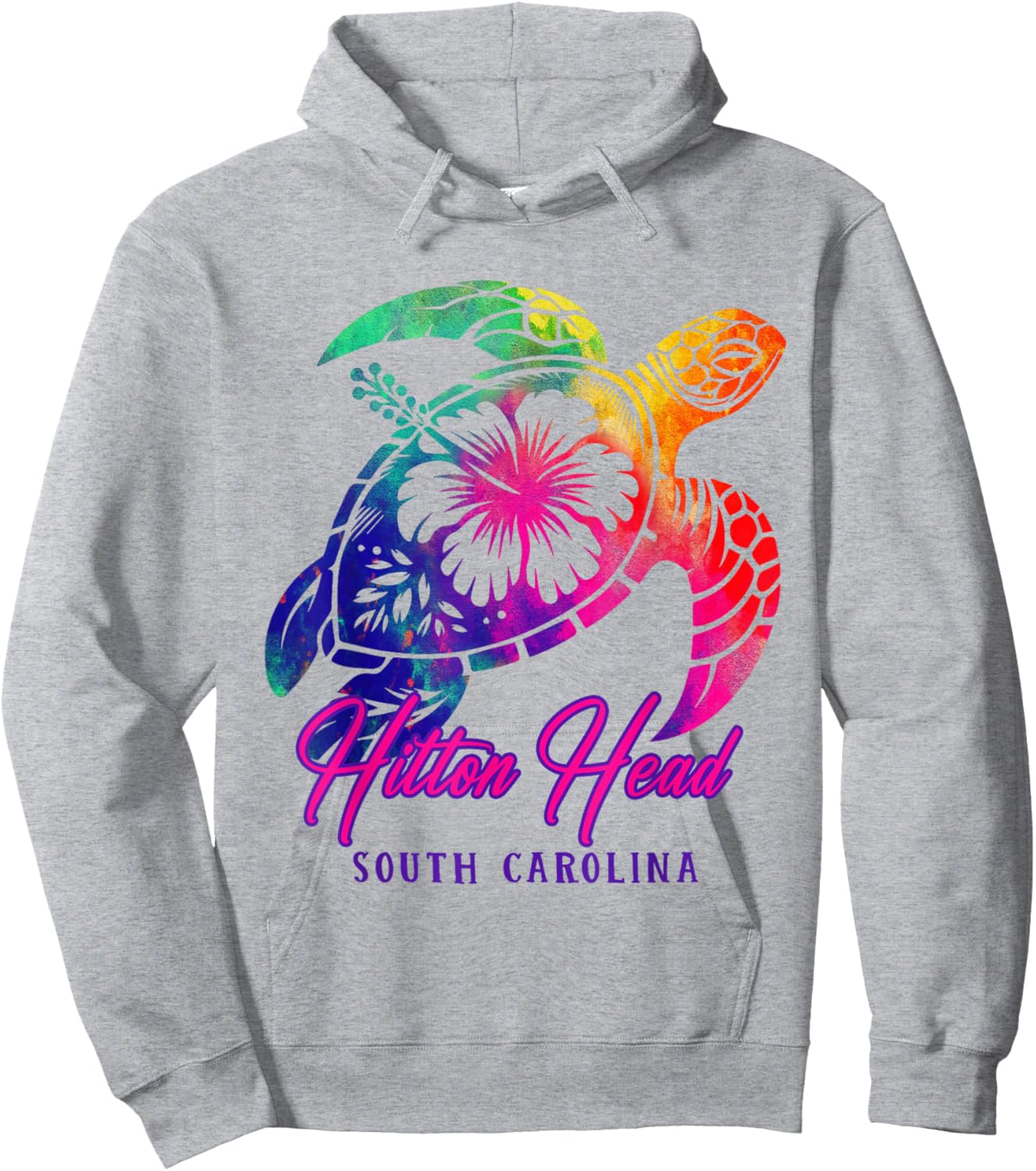 Hilton Head Tie Dye Sea Turtle Hibiscus South Carolina 2025 Hoodie - Hoodie | Ash