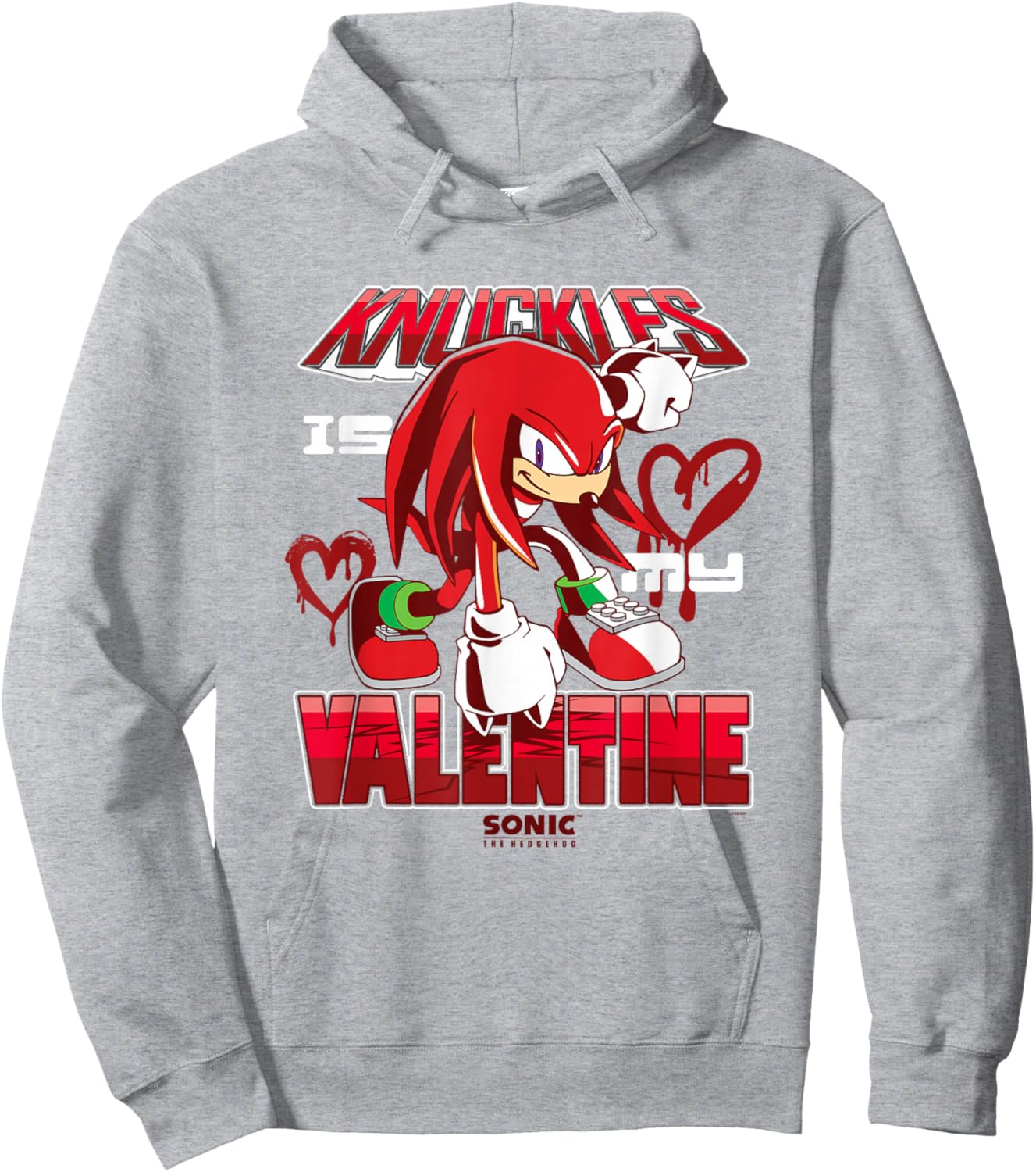Sonic The Hedgehog Valentine's Day Knuckles My Valentine Hoodie - Hoodie | Ash