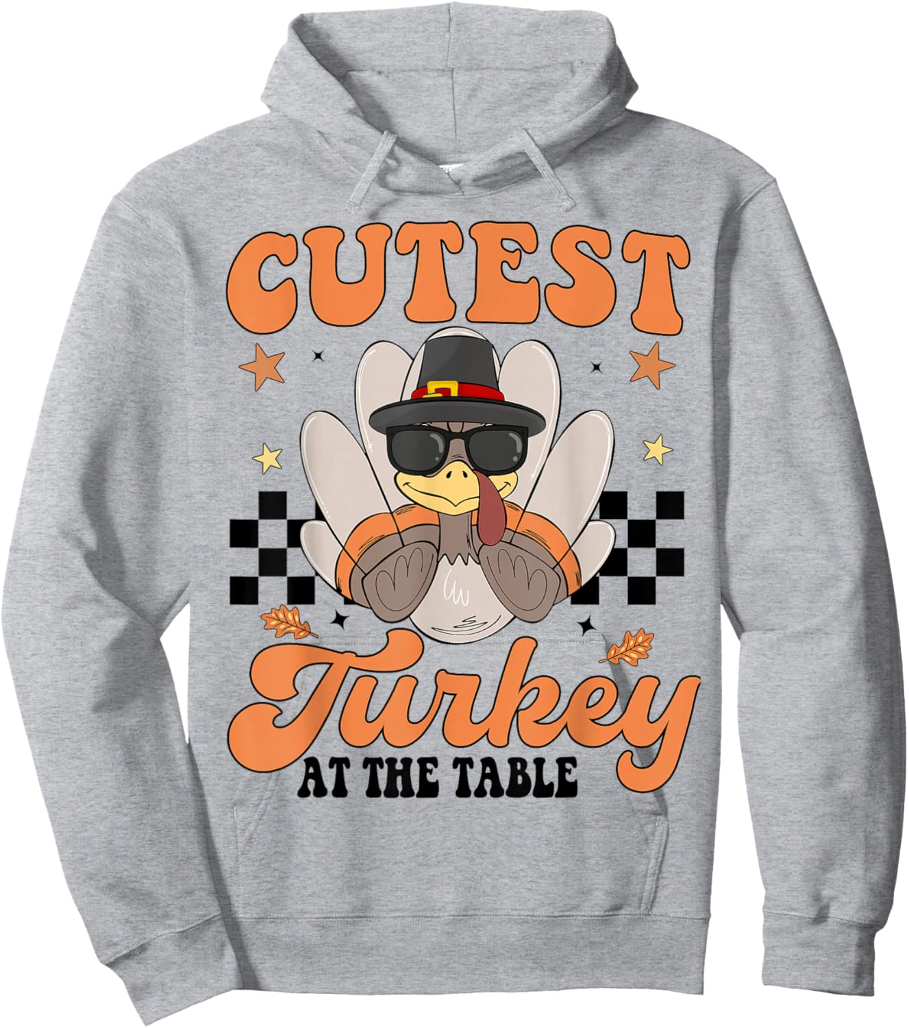 Cutest Turkey At Table Boy Thanksgiving Trot Squad 2025 Gear Hoodie - Hoodie | Ash
