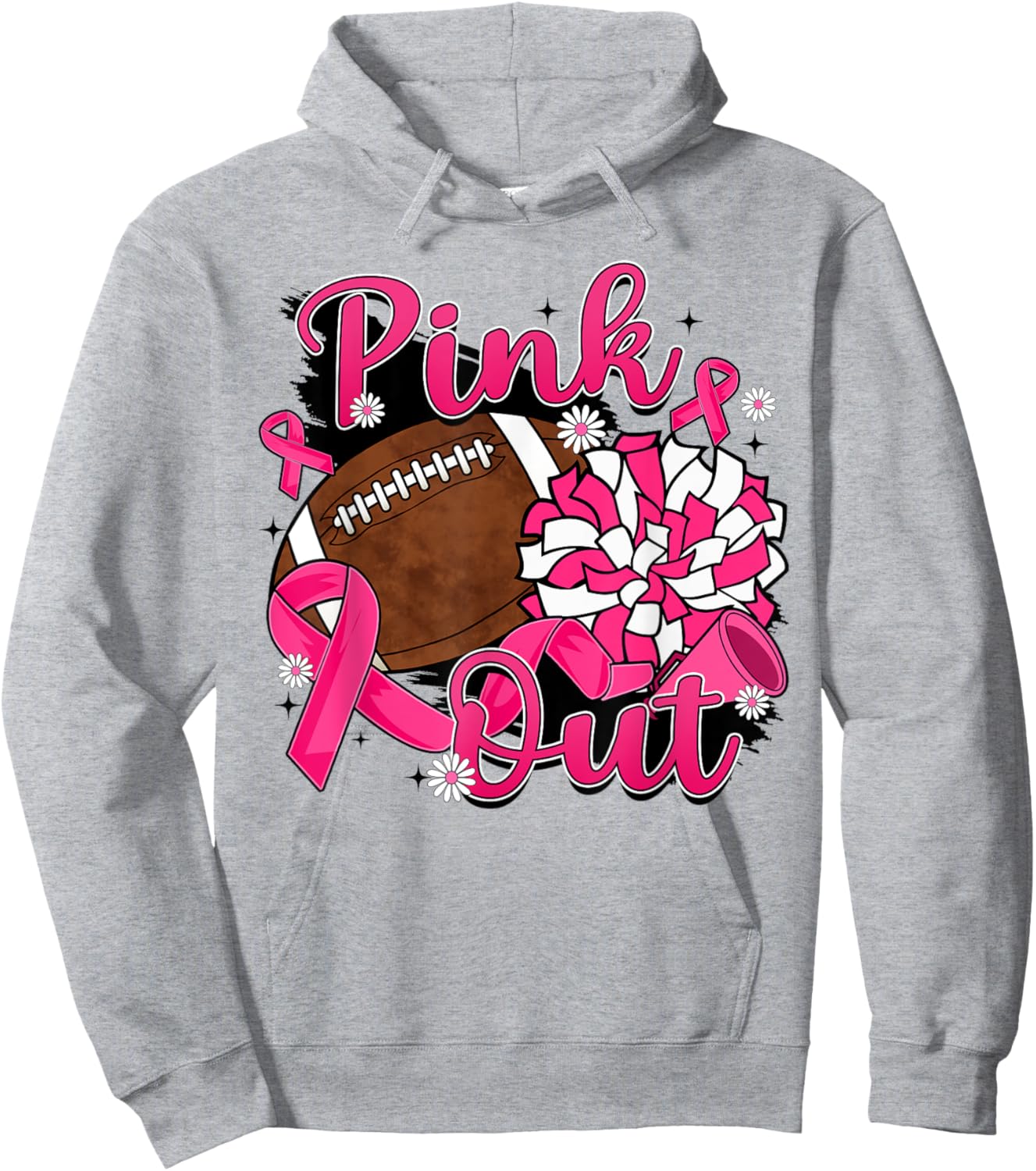 Breast Cancer Awareness Football Pink Out Pink Ribbon Women Hoodie - Hoodie | Ash