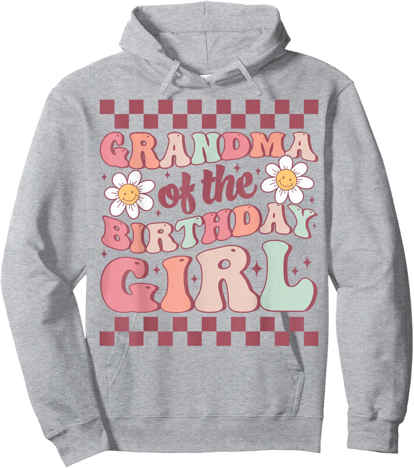 Grandma of The Birthday Girl Family Groovy Birthday Party Hoodie - Hoodie | Ash