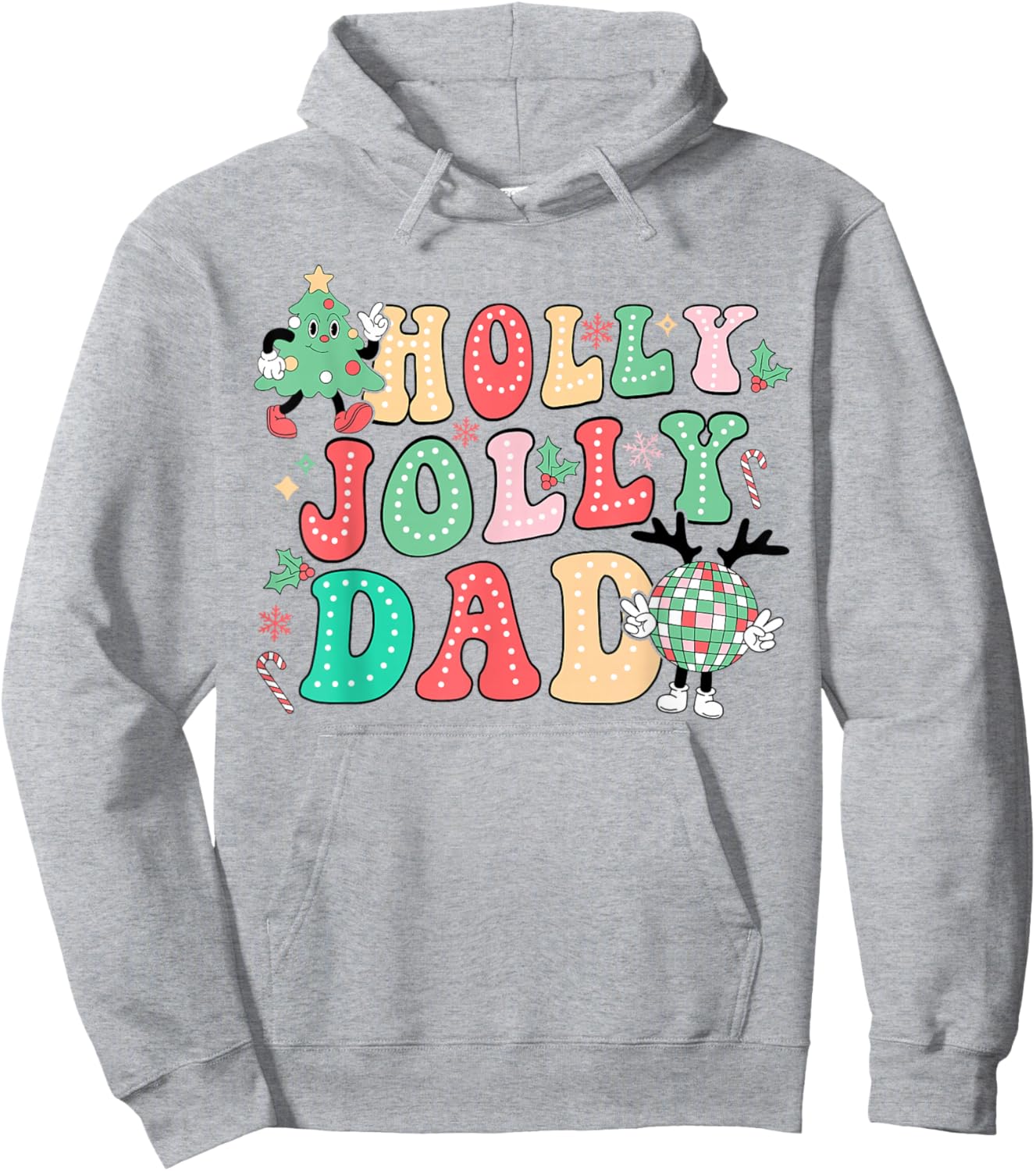 Groovy Holly Xmas Jolly Dad Christmas Vibes Matching Family Hoodie - Hoodie | Ash