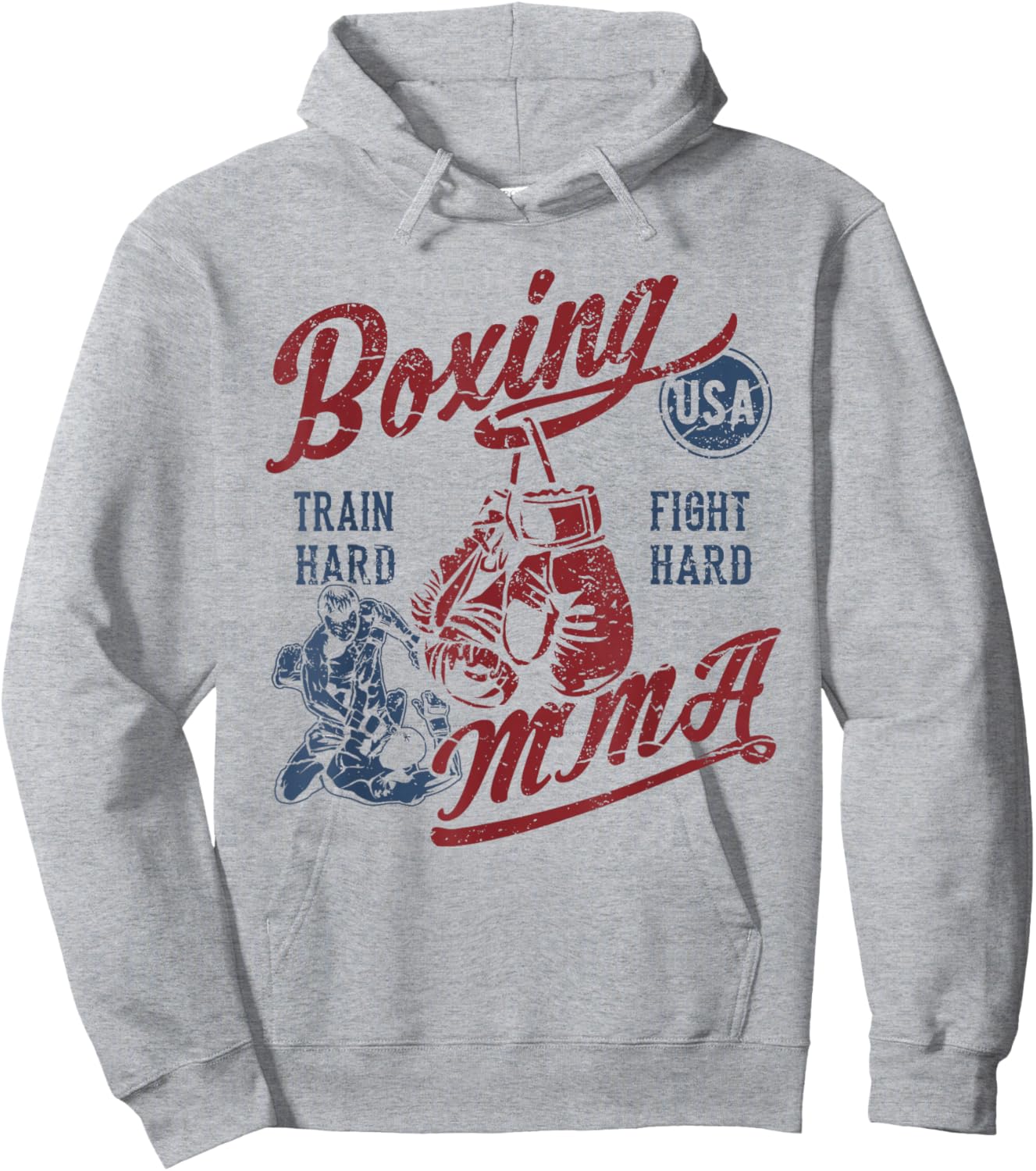 Retro Boxing MMA USA Vintage Distressed Style Design Hoodie - Hoodie | Ash