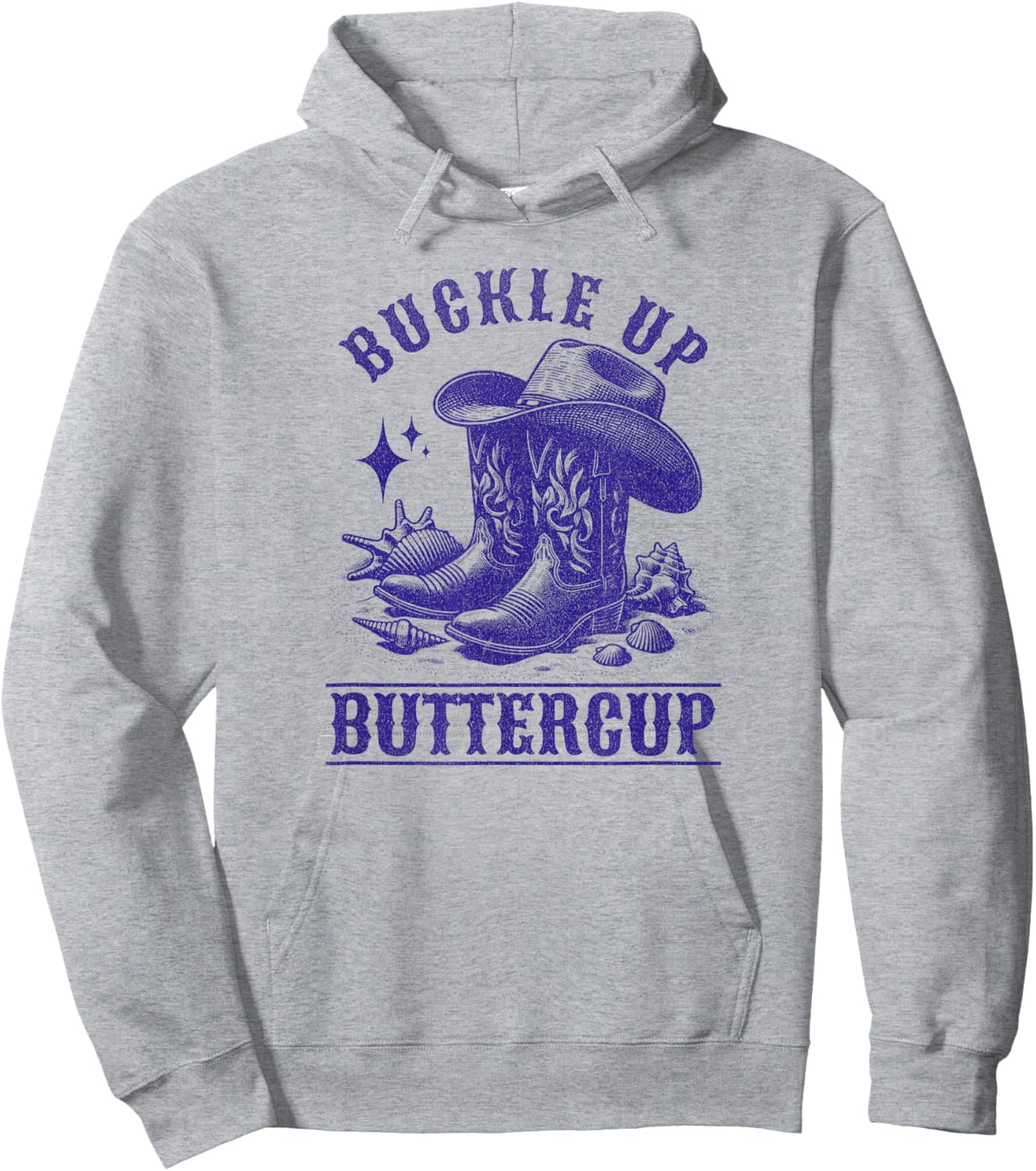 Cowgirl Country Buckle Up Buttercup Girls Women Hoodie - Hoodie | Ash