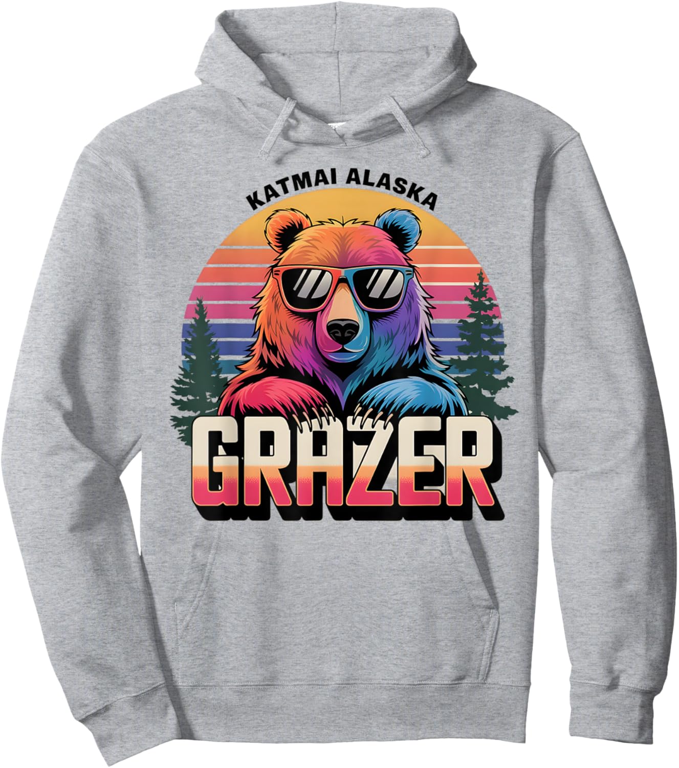 Funny Katmai Alaska Grazer Vintage Fat Bear Week 2024 Hoodie - Hoodie | Ash