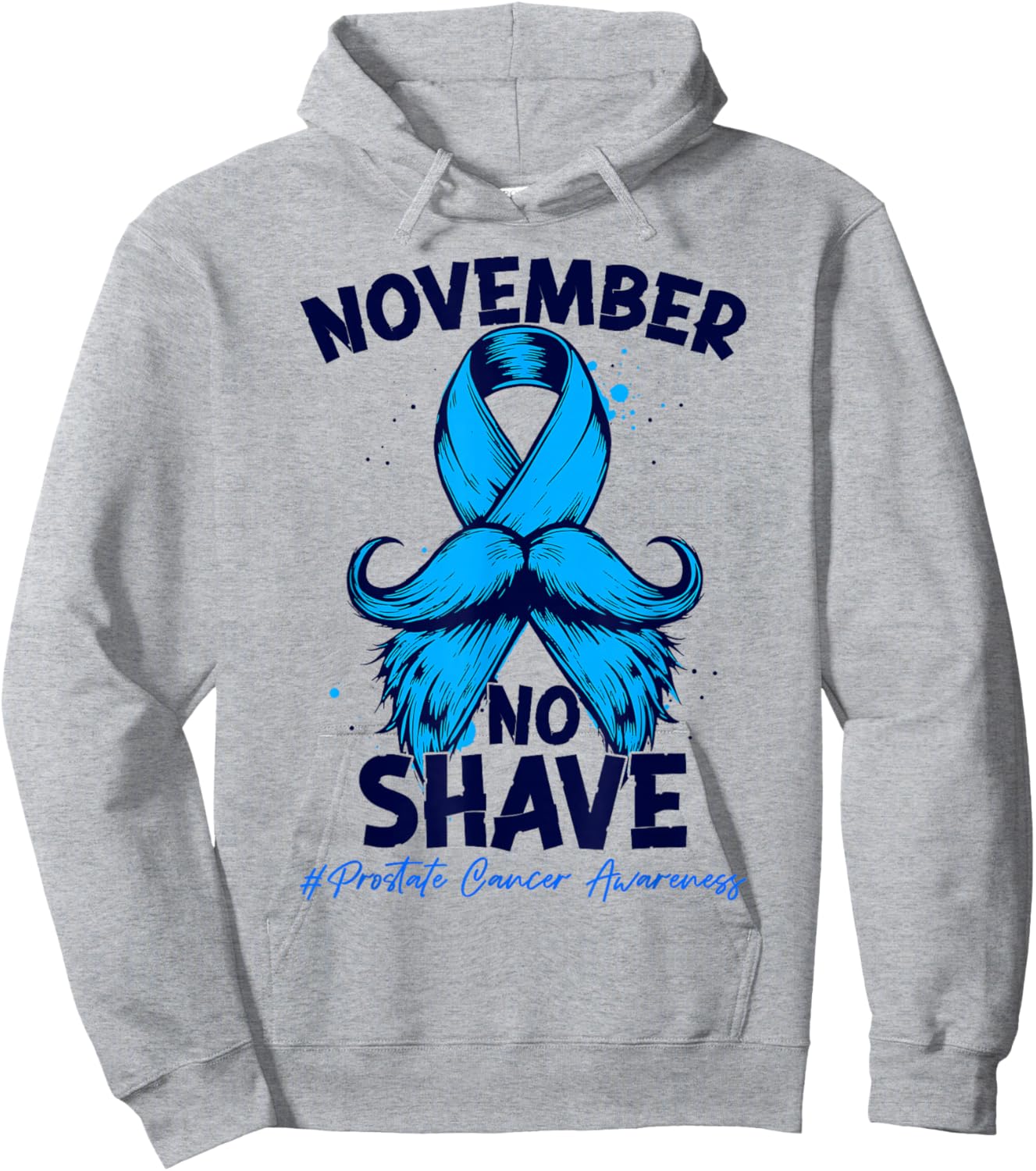 November No Shave Prostate Cancer Awareness Blue Ribbon Hoodie - Hoodie | Ash