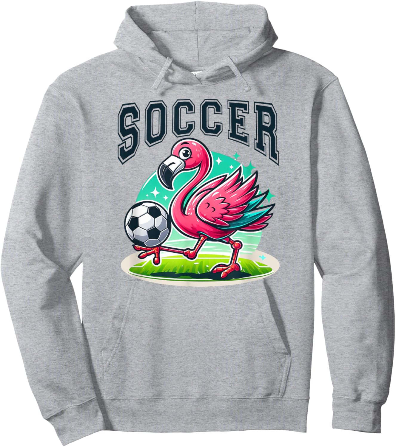 Soccer Pink Flamingo Playing Soccer Hoodie - Hoodie | Ash
