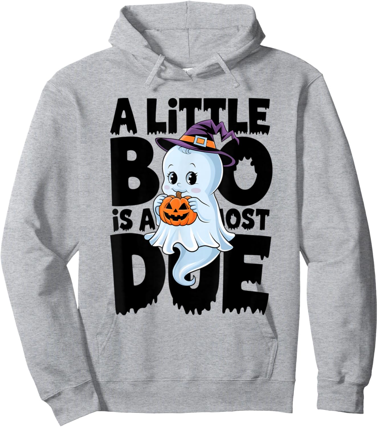 Little Boo Is Almost Due Halloween Pregnant Baby Ghost Hoodie - Hoodie | Ash