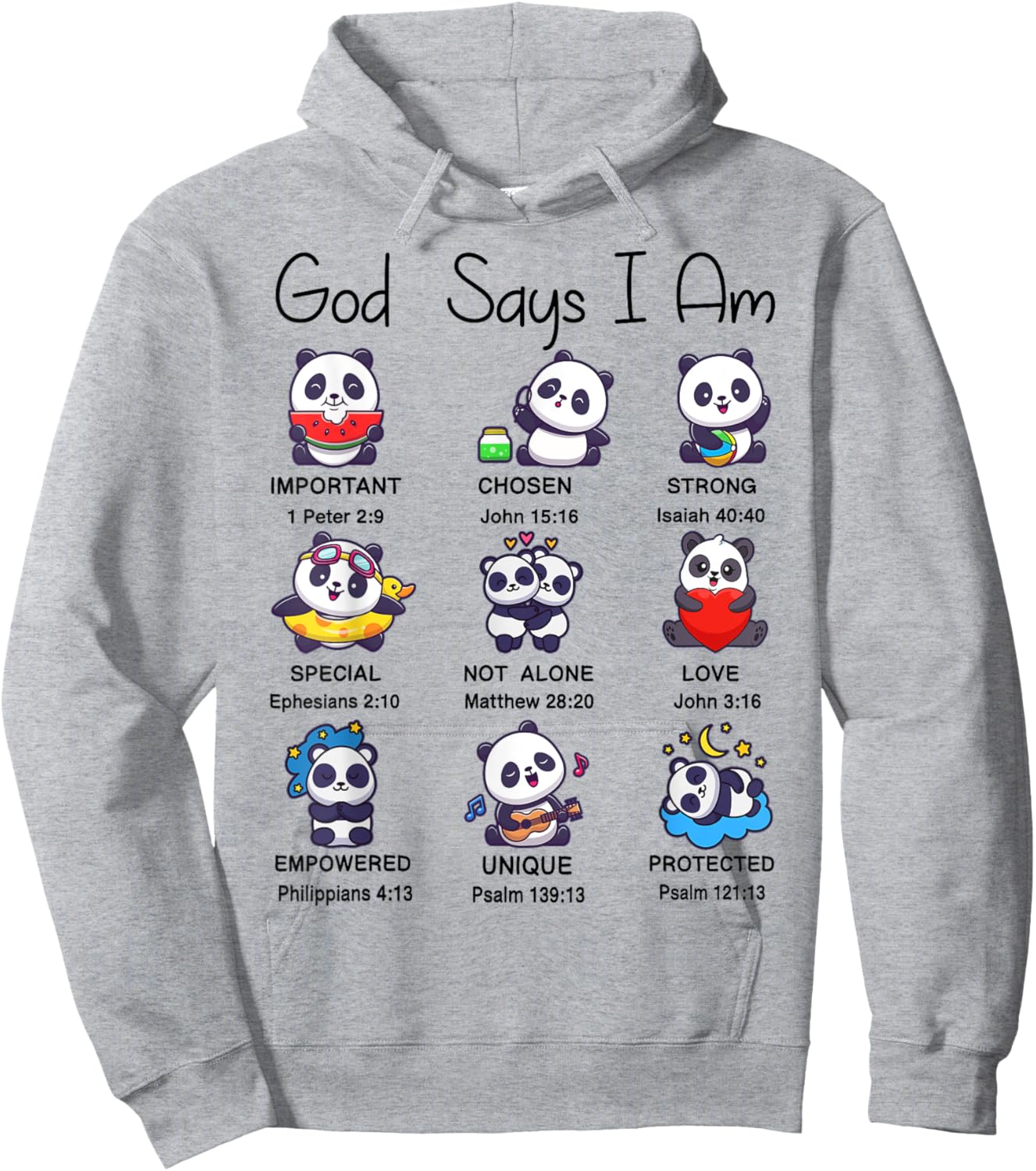 Girl God Says Am Cute Panda Christian Faith Jesus Toddler Hoodie - Hoodie | Ash