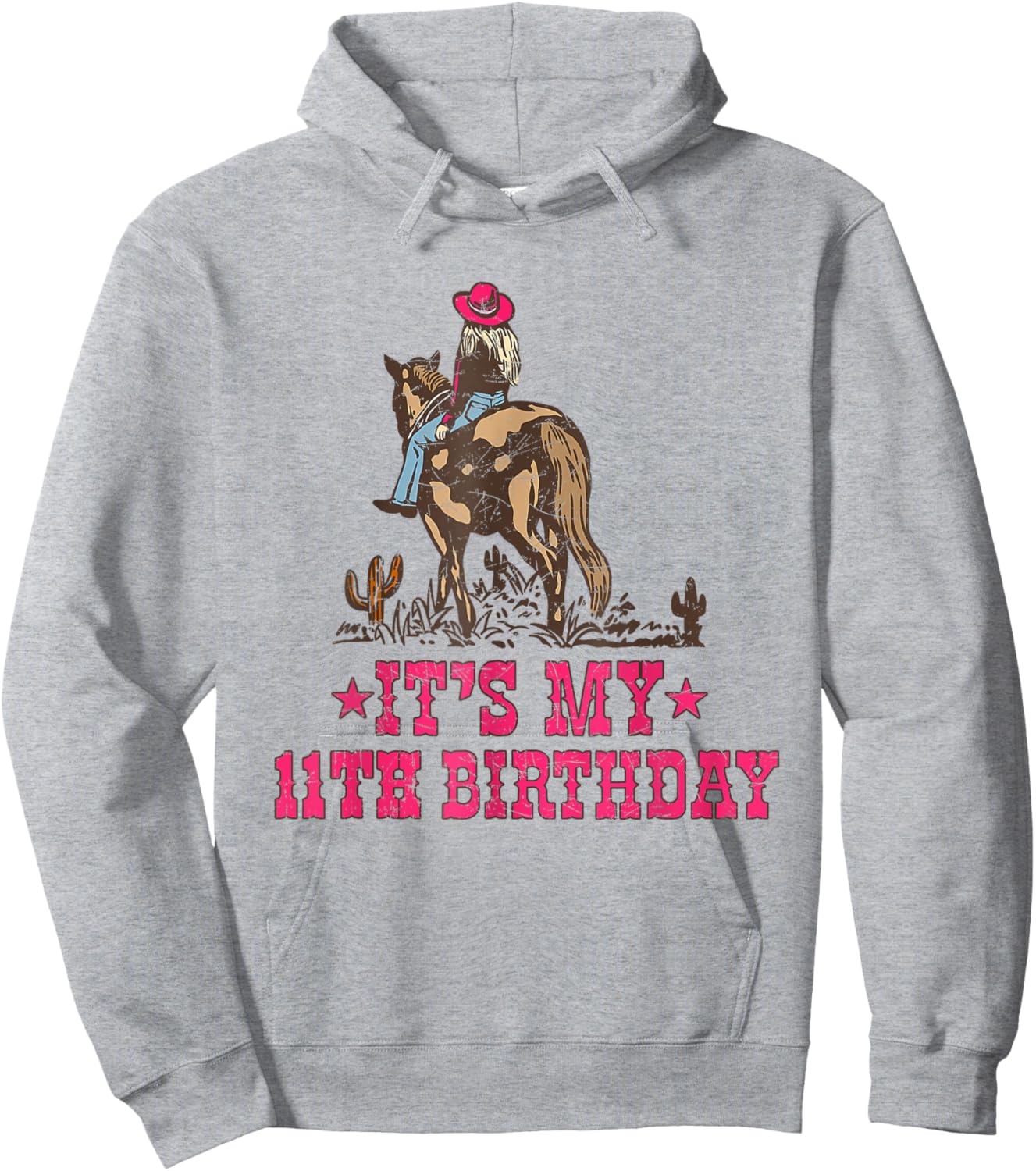 11 Year Old Cowgirl Riding Horse It's my 11th Birthday Hoodie - Hoodie | Ash