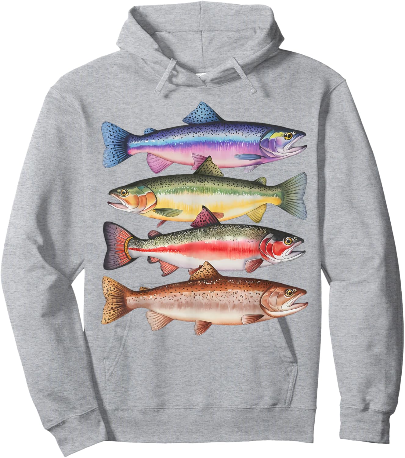 Abstract Colorful Trout In A Row For Fishing Lovers Men Kids Hoodie - Hoodie | Ash