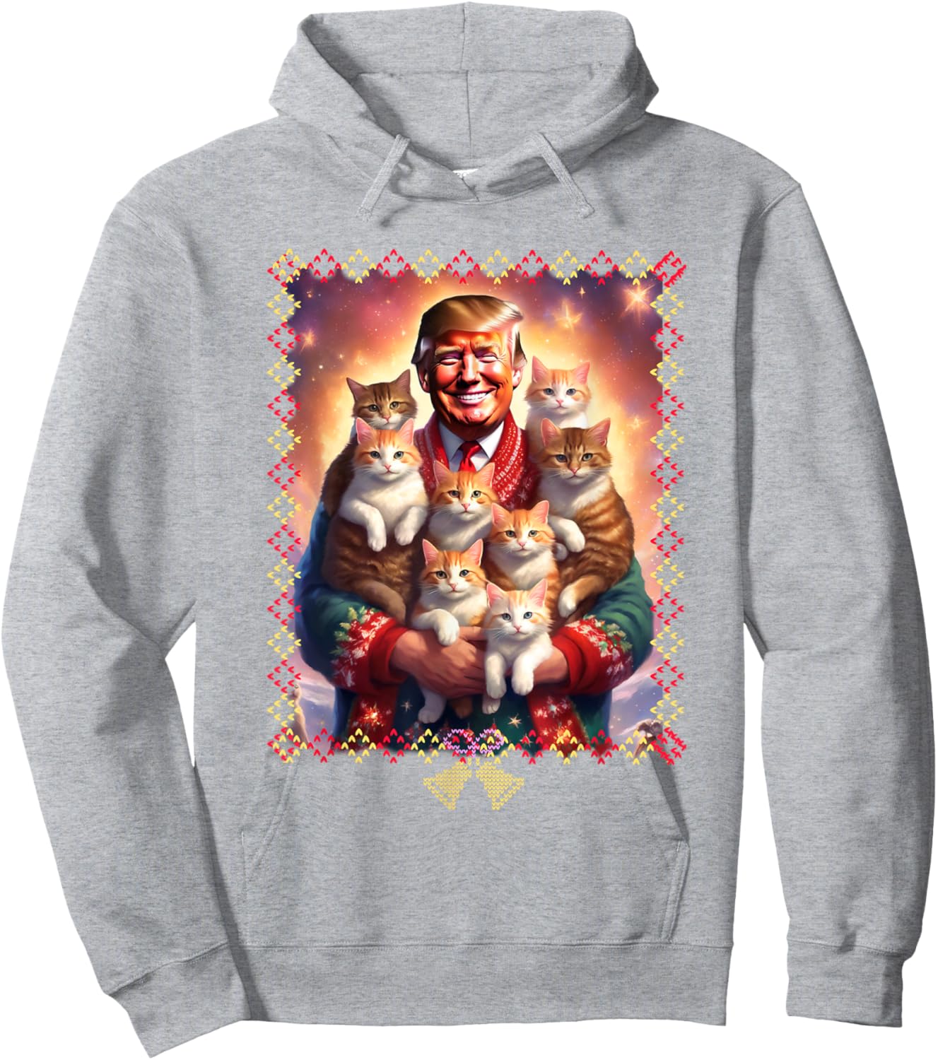 Funny Cat Lover Christmas Sweater Trump Christmas Women Hoodie - Hoodie | Ash