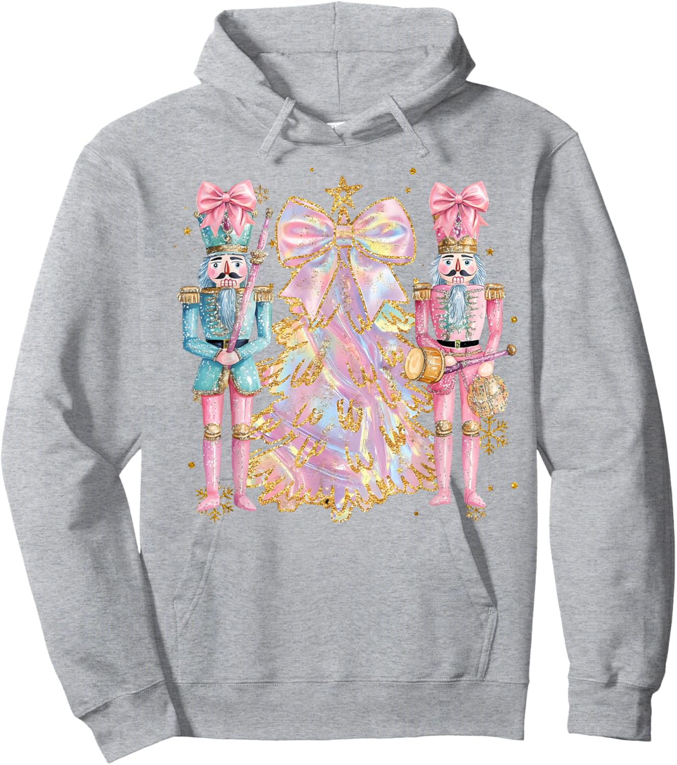 Coquette Christmas Tree Pink Nutcrackers Women Kids Girls Hoodie - Hoodie | Ash