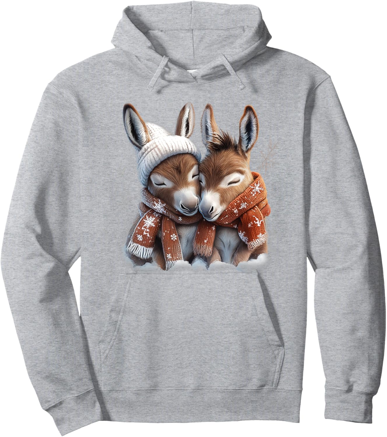 Adorable Baby Donkeys Wearing Scarves, Exuding Cuteness Hoodie - Hoodie | Ash