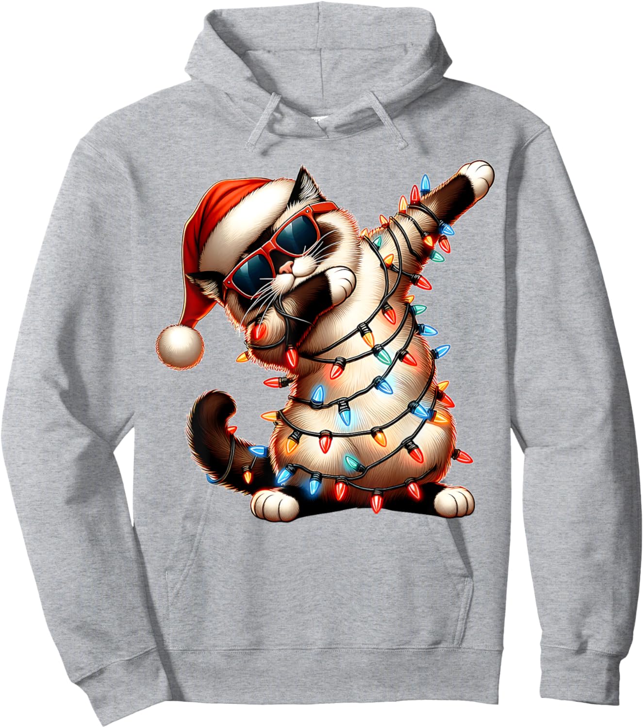Dabbing Birman Cat Sunglasses Cute Christmas Xmas Hoodie - Hoodie | Ash