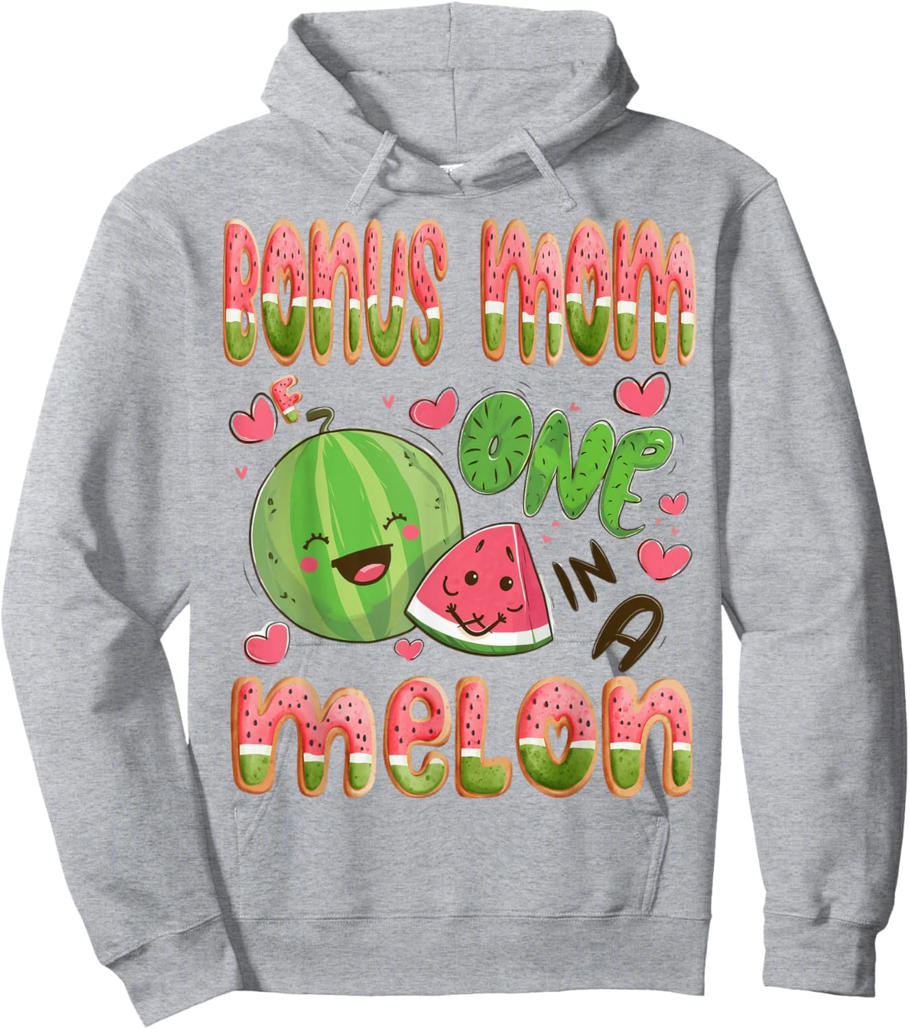 Bonus Mom Of One In A Melon 1St Birthday Watermelon Bday Hoodie - Hoodie | Ash