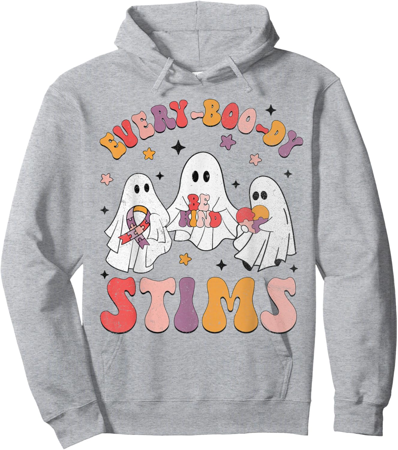 Every-Boo-Dy Stims Funny Autism Ghost Halloween Sped Teacher Hoodie - Hoodie | Ash