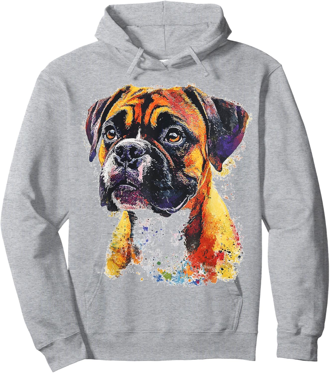 Boxer Dog Motif Pet Art Boxer Women Kids Hoodie - Hoodie | Ash