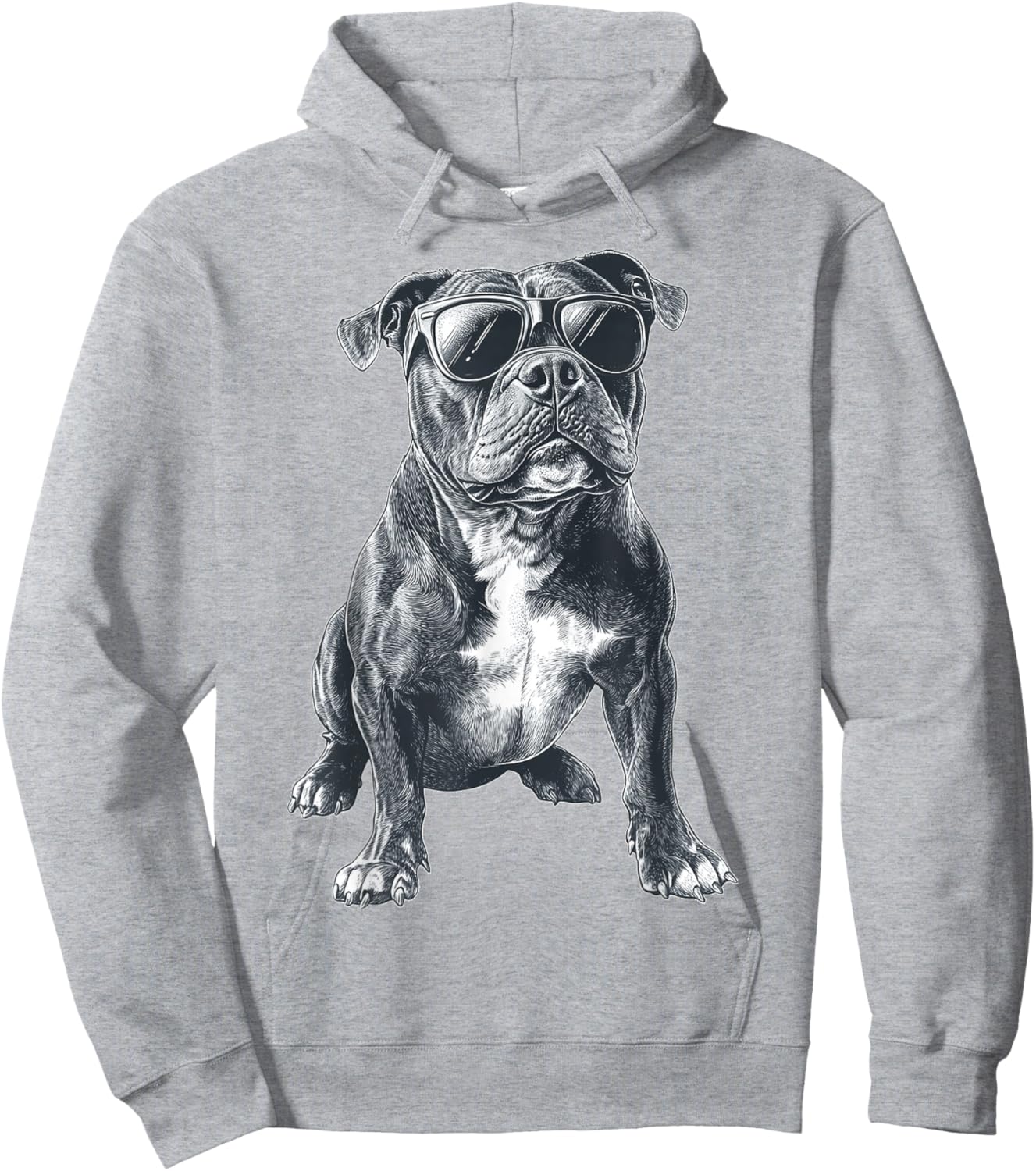 American Bully Dog Motif Pet Illustration American Bully Hoodie - Hoodie | Ash