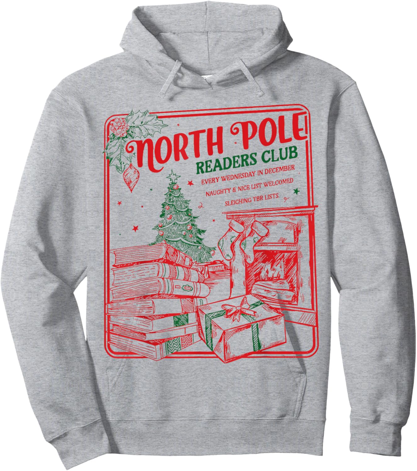 North Pole Readers Club Santa Teacher Xmas Christmas Hoodie - Hoodie | Ash