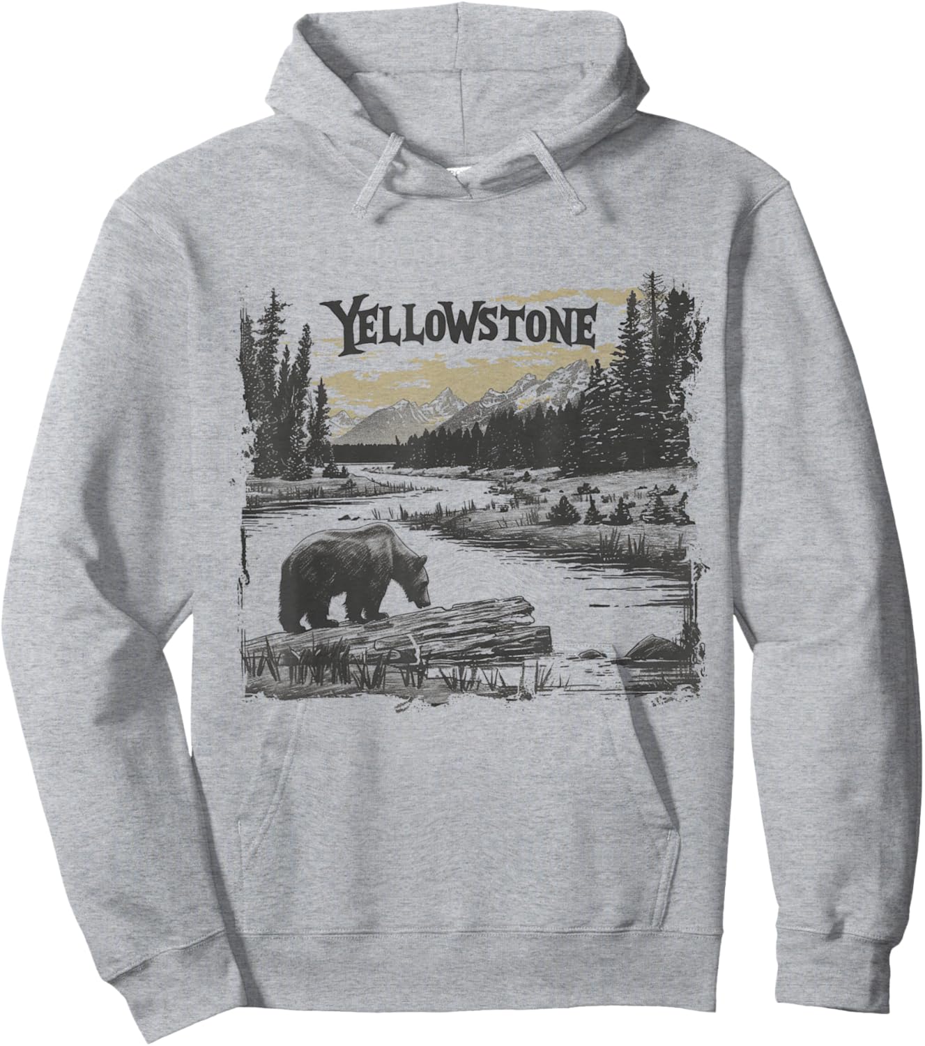 Yellowstone - US National Park Vintage Men Women Kids Retro Hoodie - Hoodie | Ash