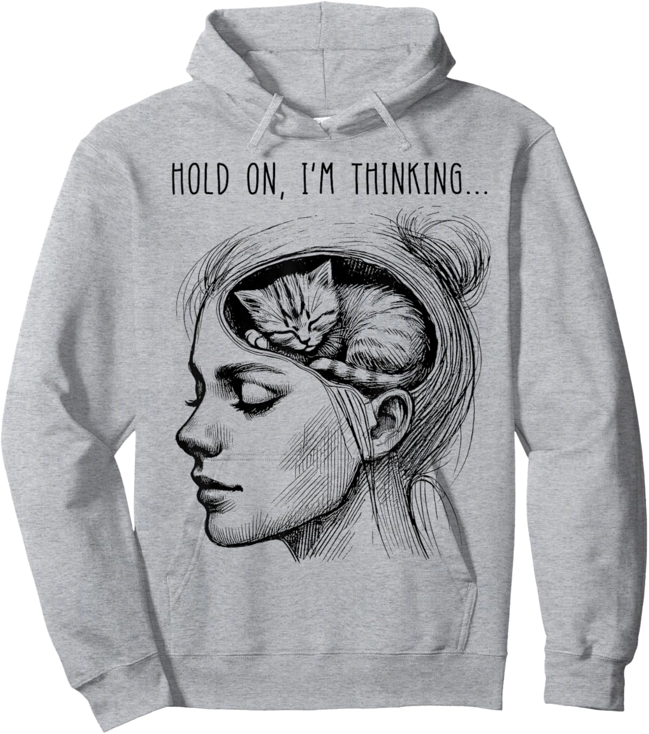 Funny Cat Brain Girl Women Meme Graphic Hoodie - Hoodie | Ash