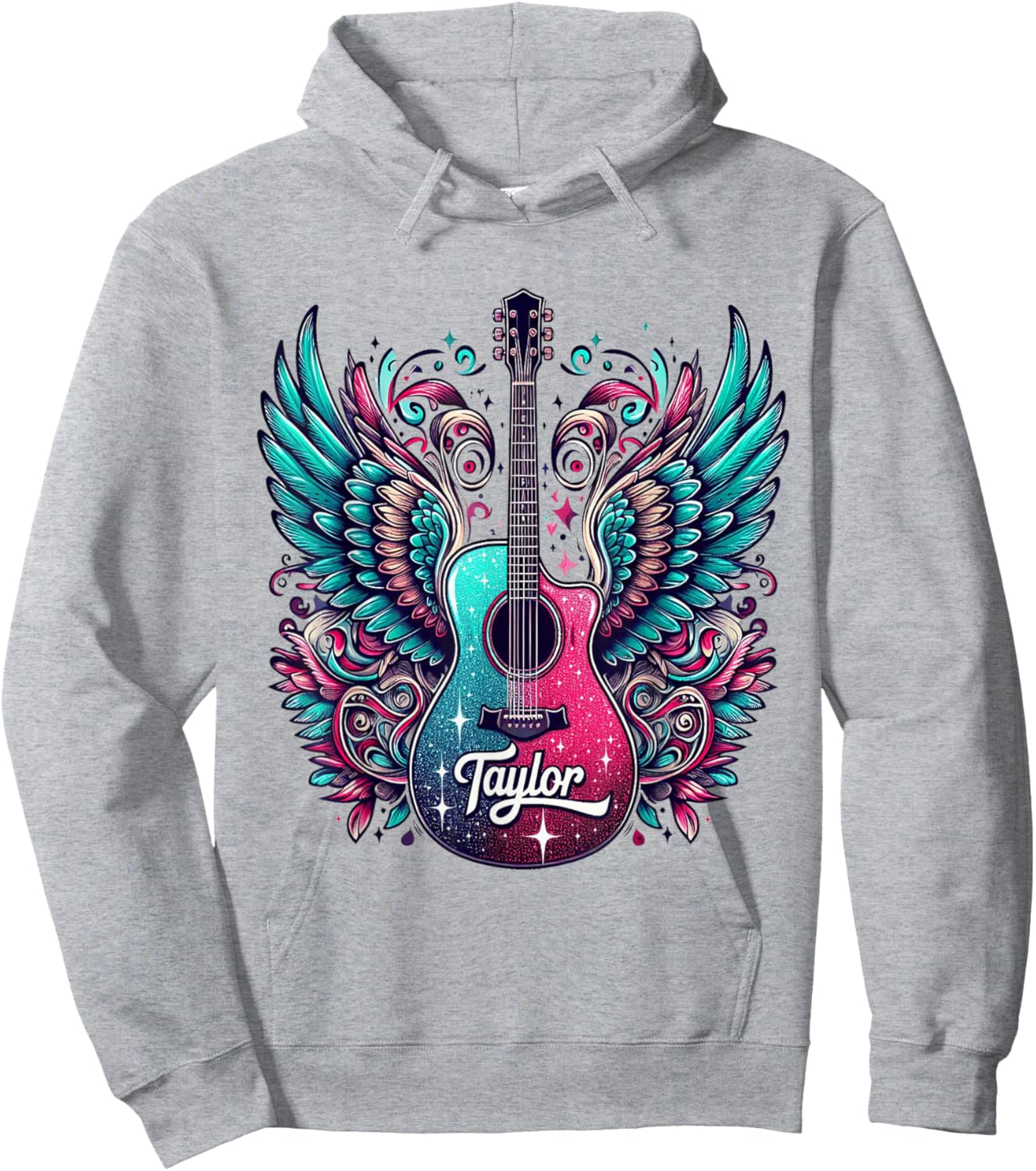 Girl Retro Taylor First Name Personalized Groovy 80's Hoodie - Hoodie | Ash