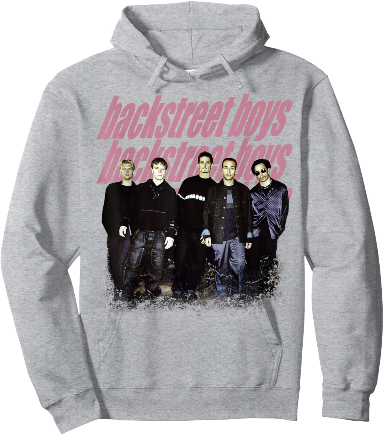 Backstreet Boys – Group Photo Repeat Logo Heather Grey Hoodie - Hoodie | Ash