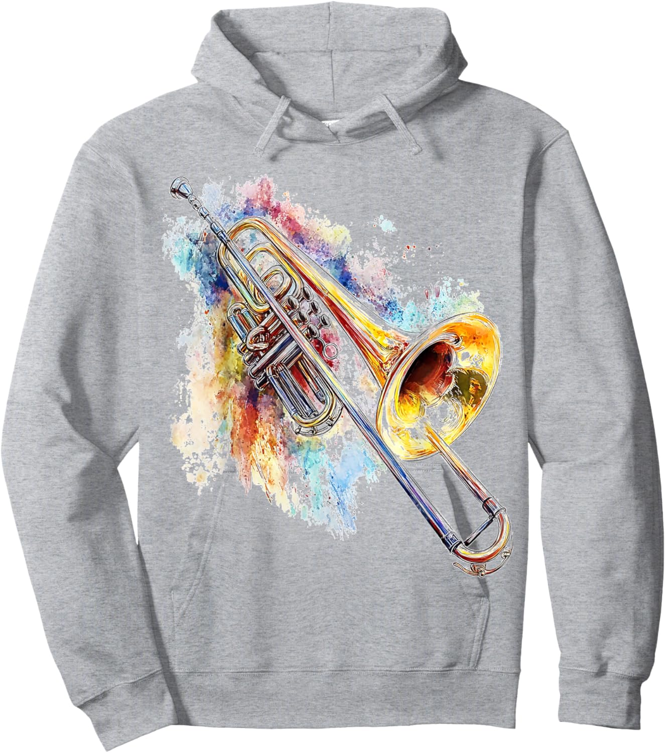 Trombone Music Instrument Motif Artwork Trombone Hoodie - Hoodie | Ash