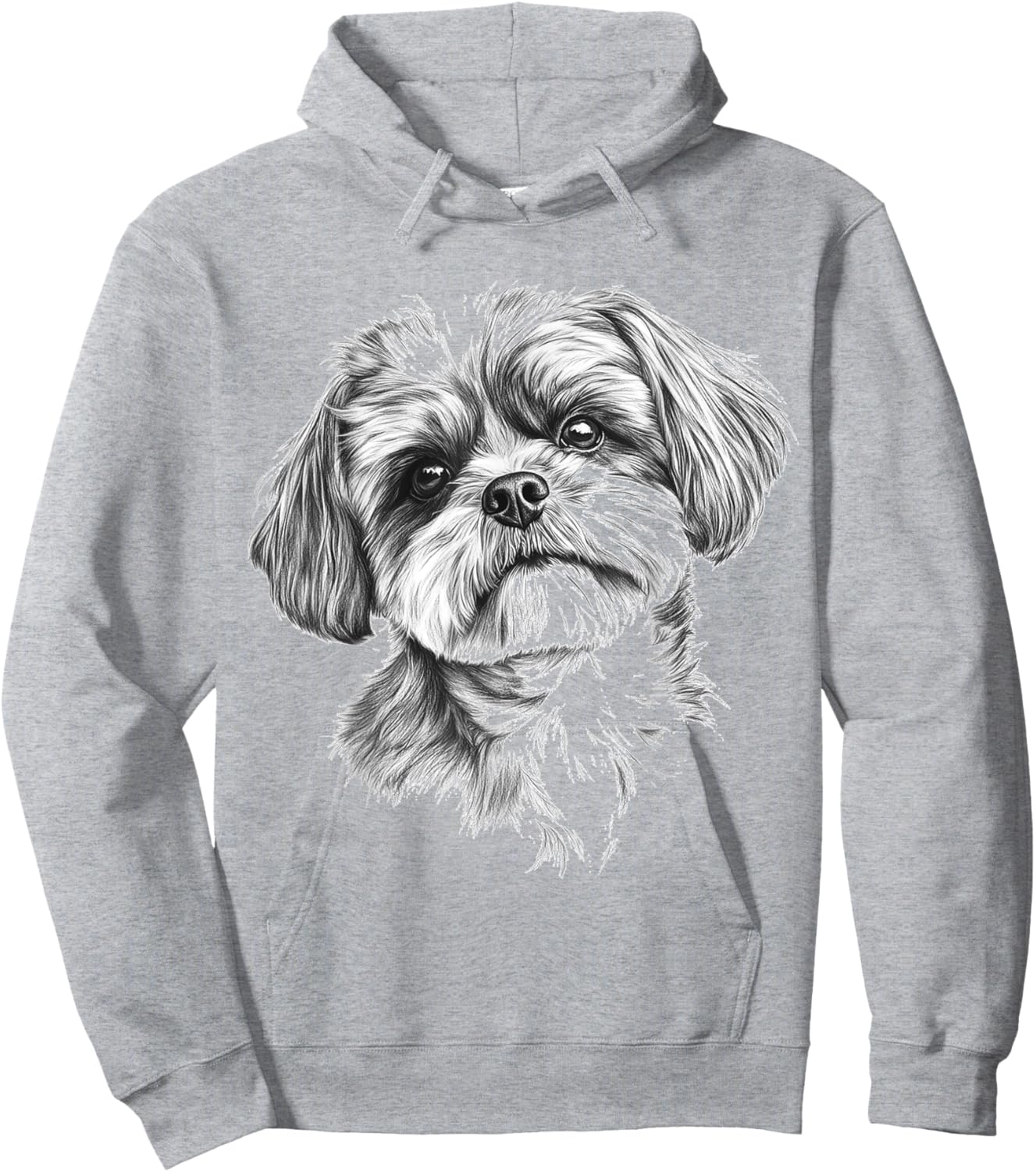 Shih Tzu Dog Motif Pet Illustration Shih Tzu Hoodie - Hoodie | Ash