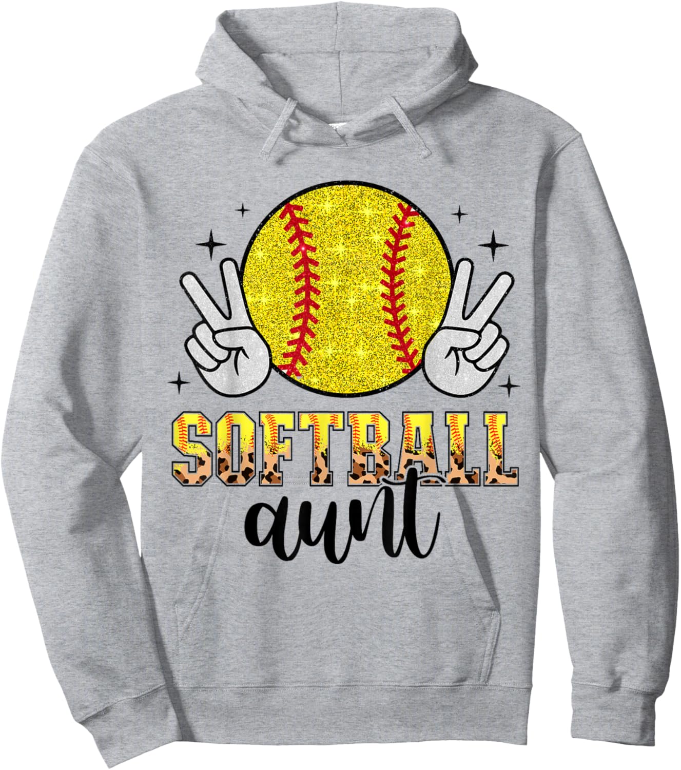 Softball Aunt Women Retro Proud Baseball Softball Auntie Hoodie - Hoodie | Ash