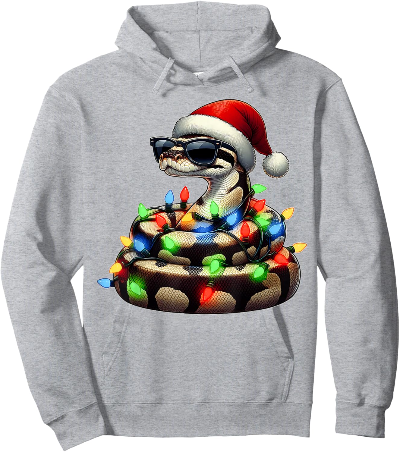 Ball Python Snake Sunglasses Cute Christmas Xmas Hoodie - Hoodie | Ash