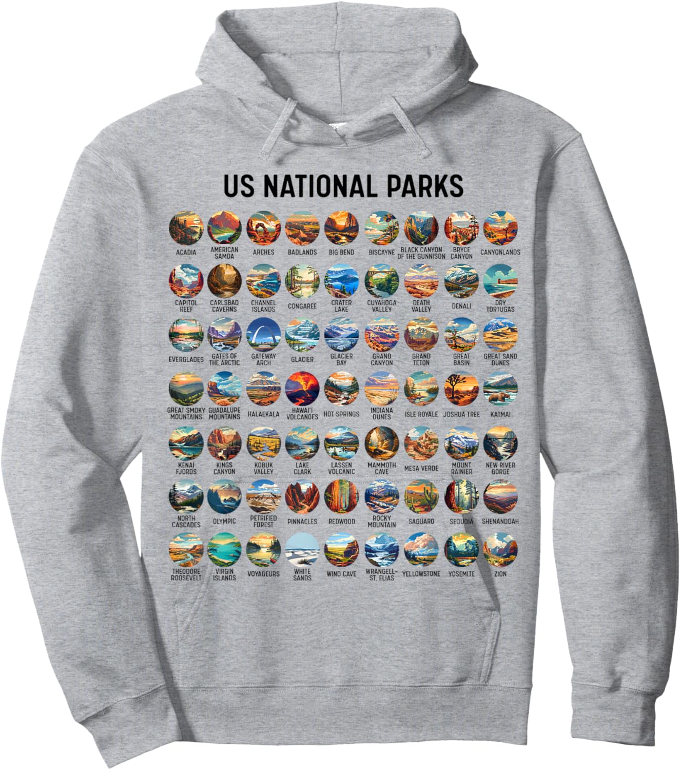 All US National Park Checklist Bucket List Of National Parks Hoodie - Hoodie | Ash