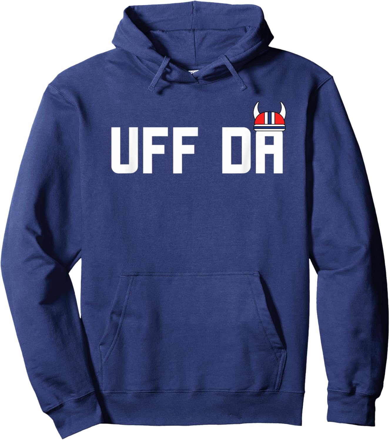 Uff Da helmet Funny Minnesota Midwestern Norwegian flag Hoodie - Hoodie | Navy