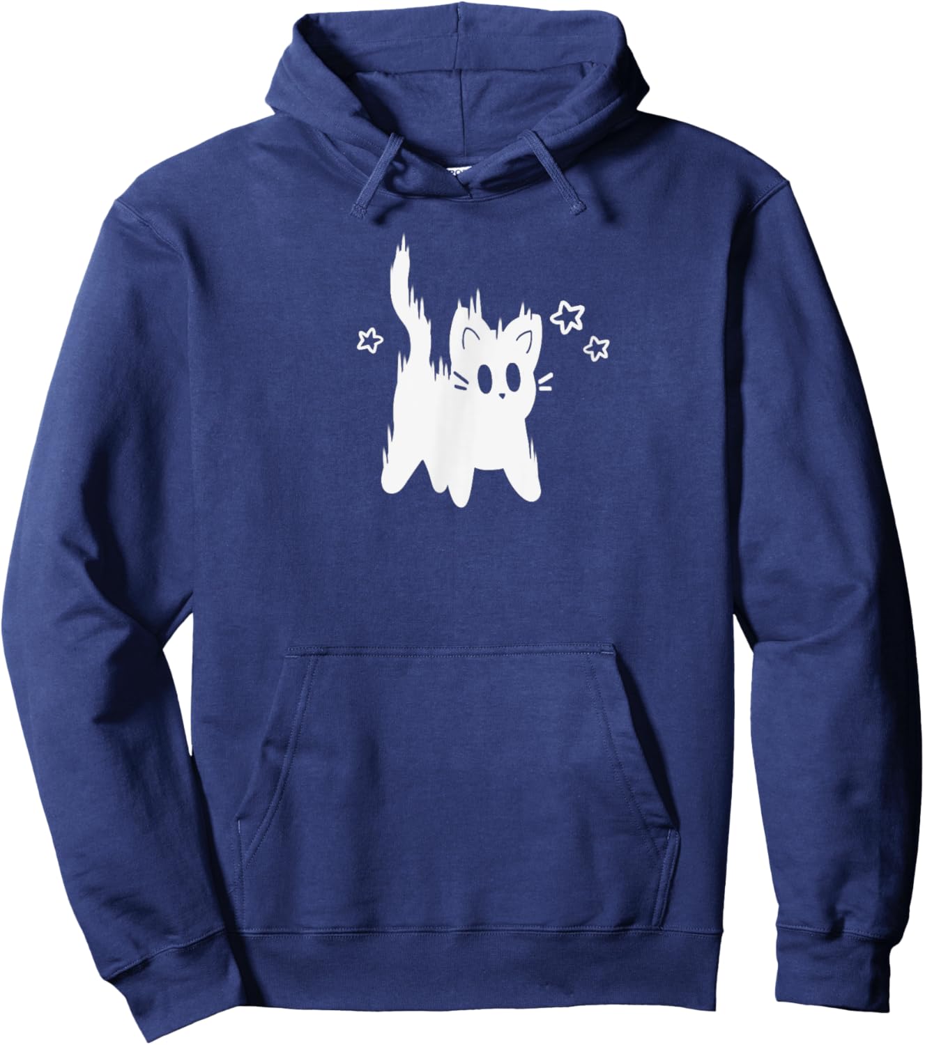 Y2K 90s Cute Scary Tomcat Cat is Scared under Starry Women Girls Kids Hoodie - Hoodie | Navy
