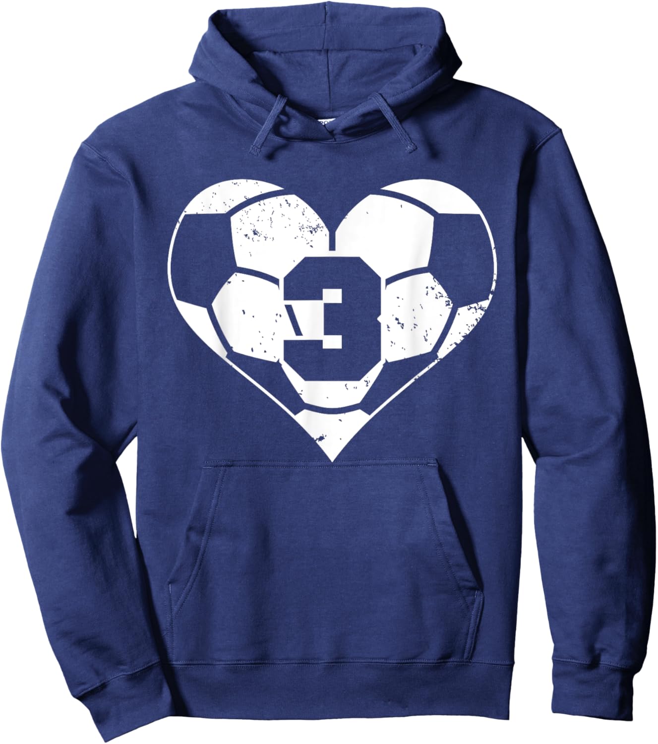 Soccer Number 3 Jersey Funny Soccer Heart Game Day Hoodie - Hoodie | Navy