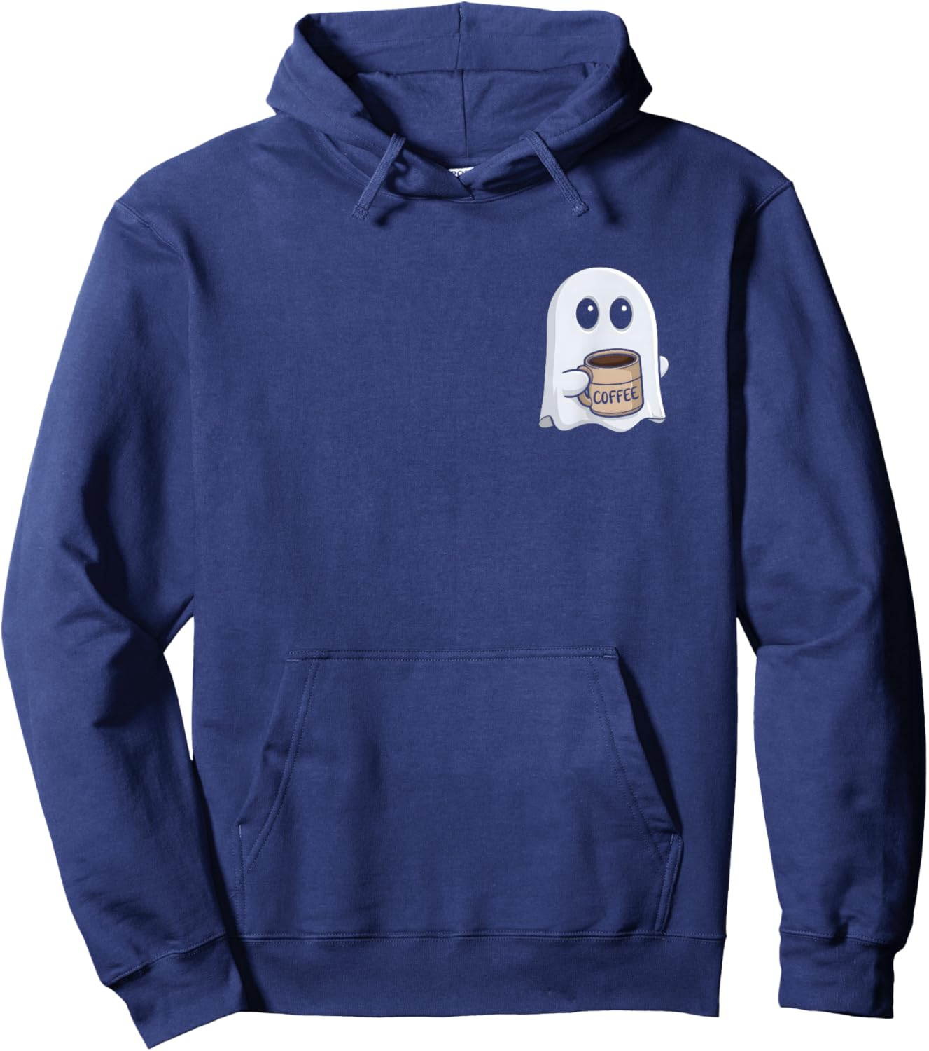 Ghost Drinking Coffee Funny Halloween Costume Coffee Lover Hoodie - Hoodie | Navy