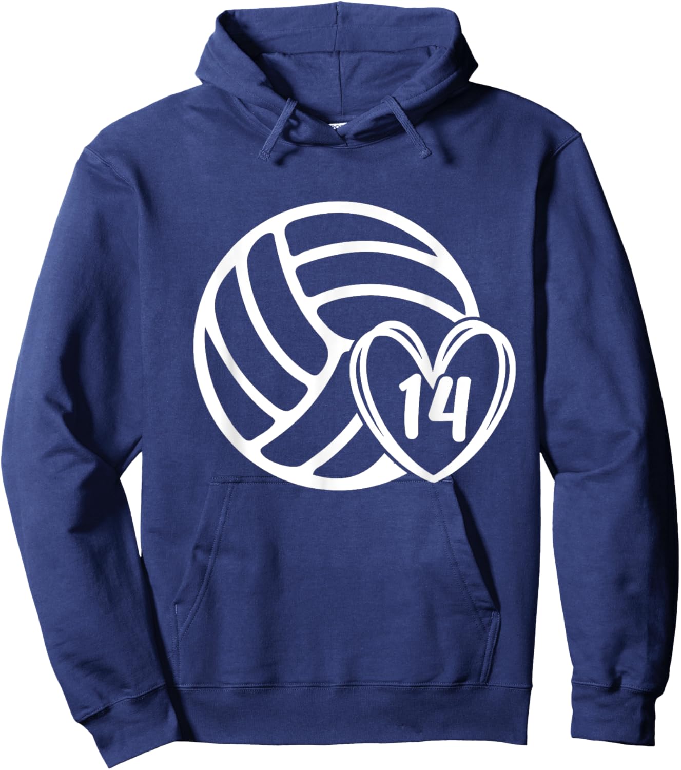 Volleyball Player #14 Volleyball Mom Dad Number 14 Hoodie - Hoodie | Navy